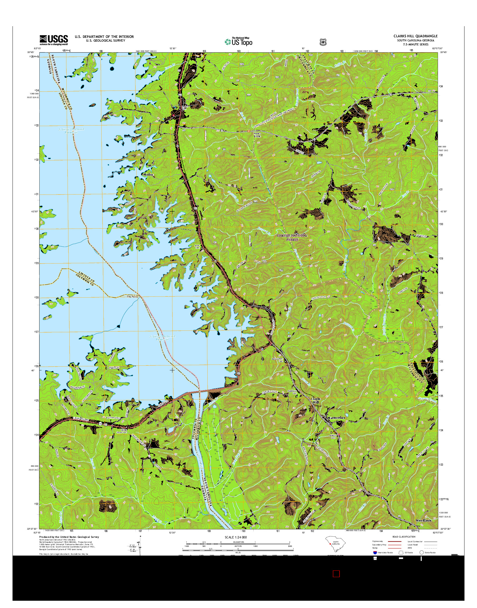 USGS US TOPO 7.5-MINUTE MAP FOR CLARKS HILL, SC-GA 2017