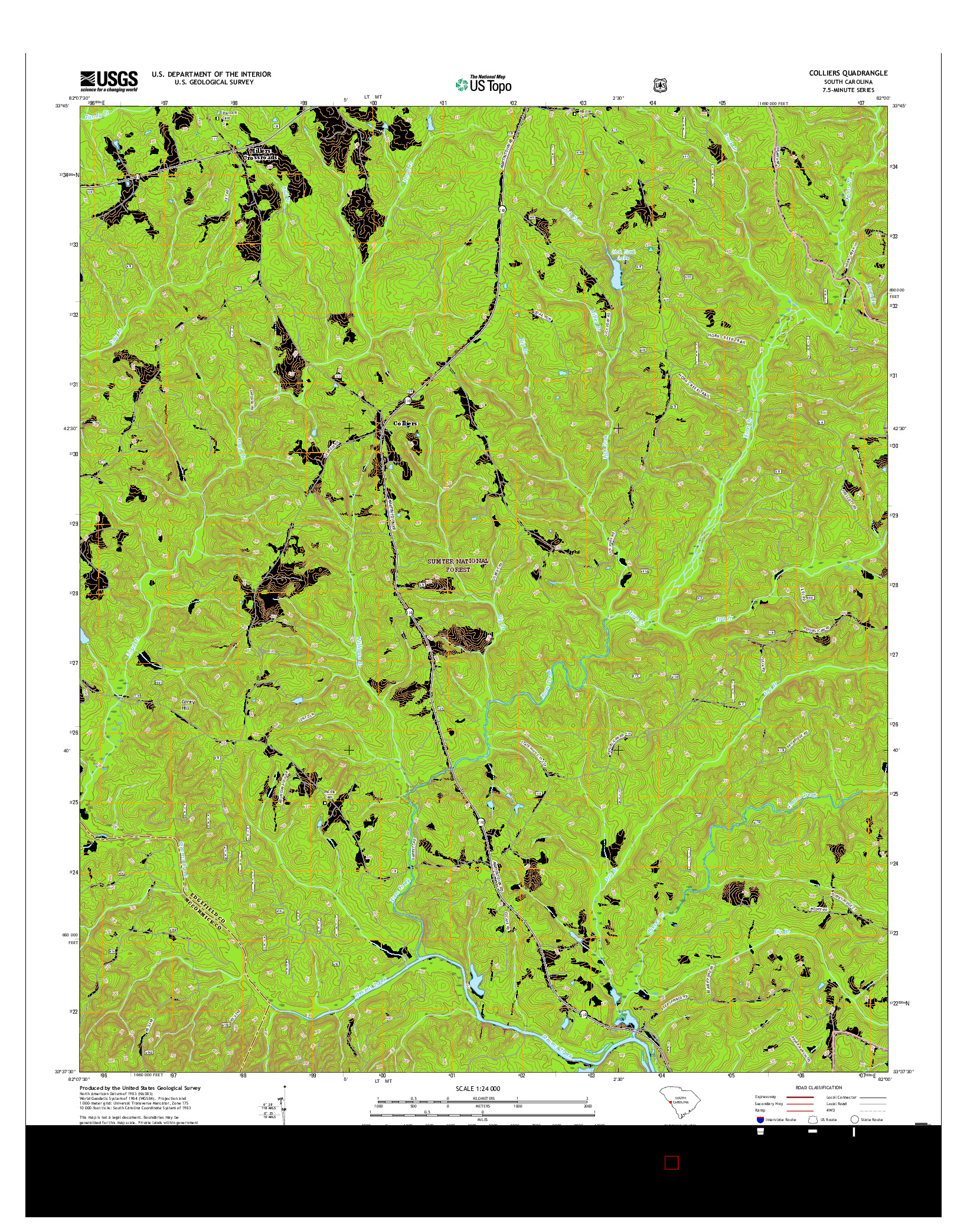 USGS US TOPO 7.5-MINUTE MAP FOR COLLIERS, SC 2017