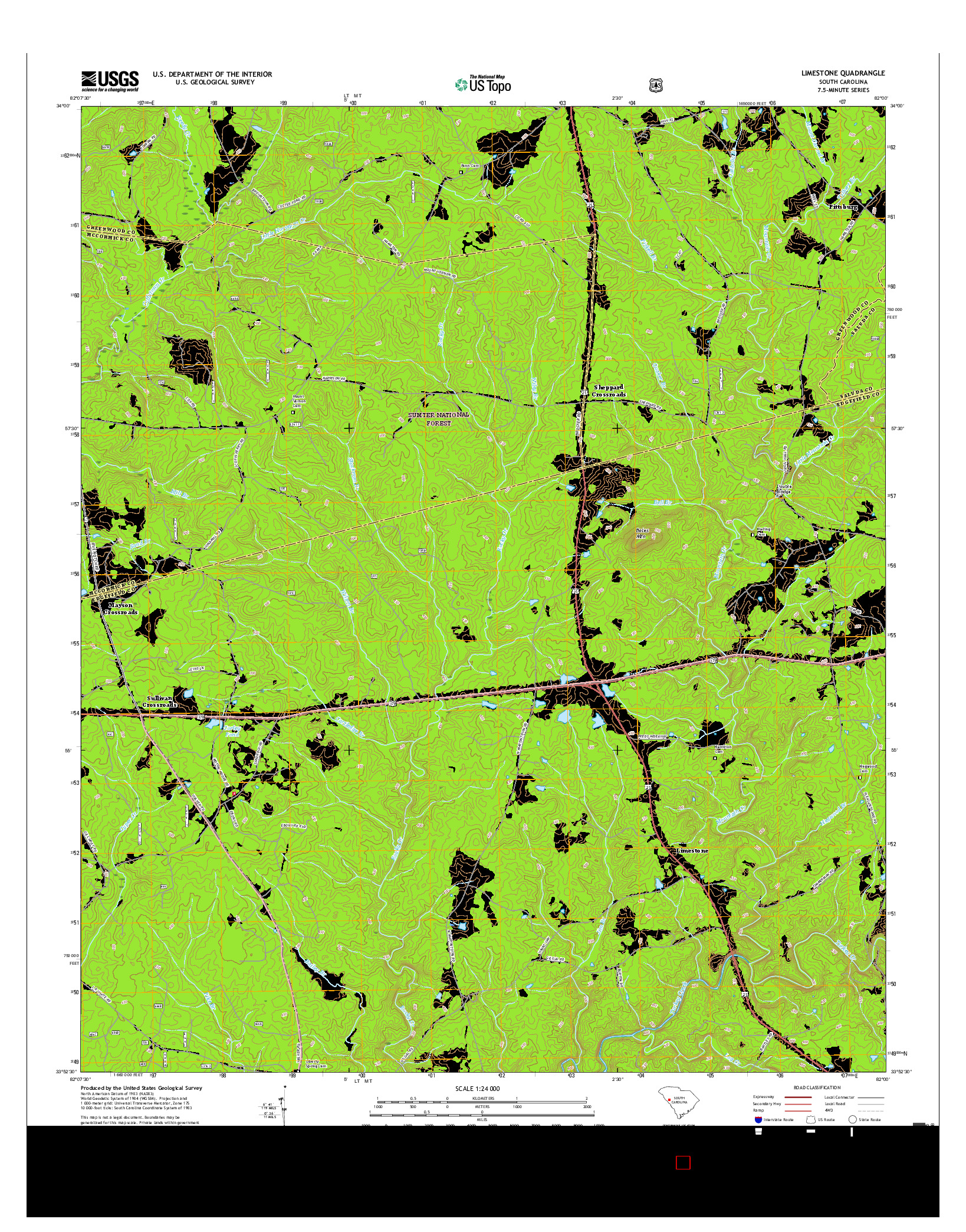 USGS US TOPO 7.5-MINUTE MAP FOR LIMESTONE, SC 2017