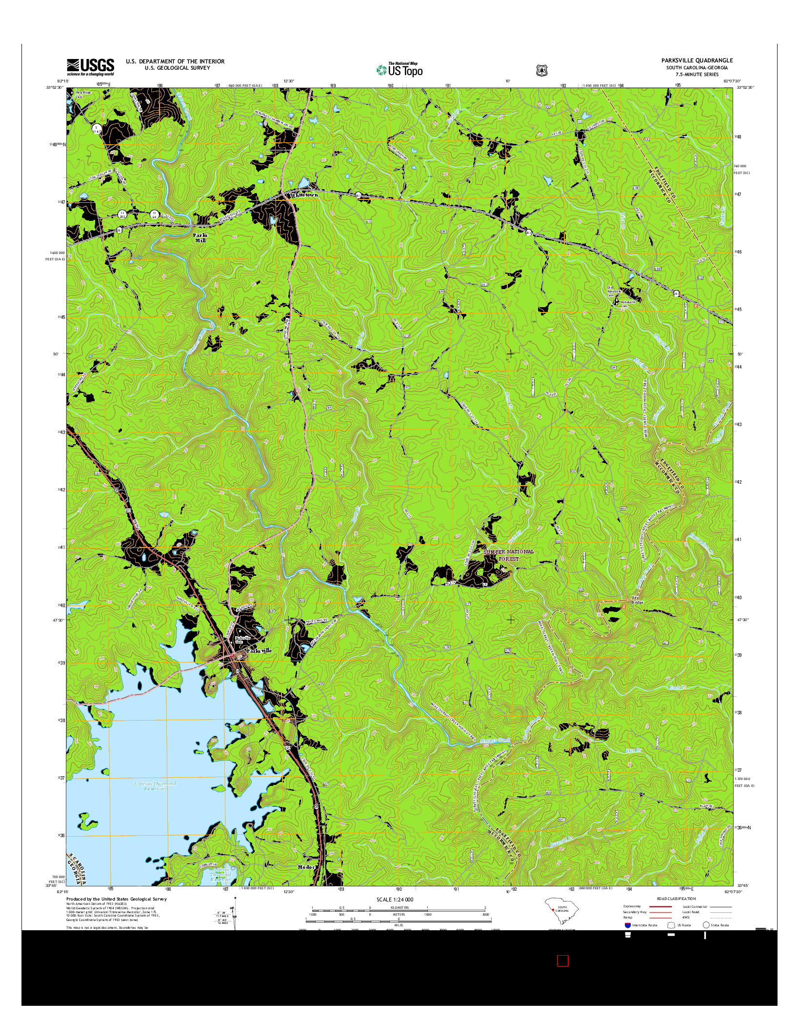USGS US TOPO 7.5-MINUTE MAP FOR PARKSVILLE, SC-GA 2017