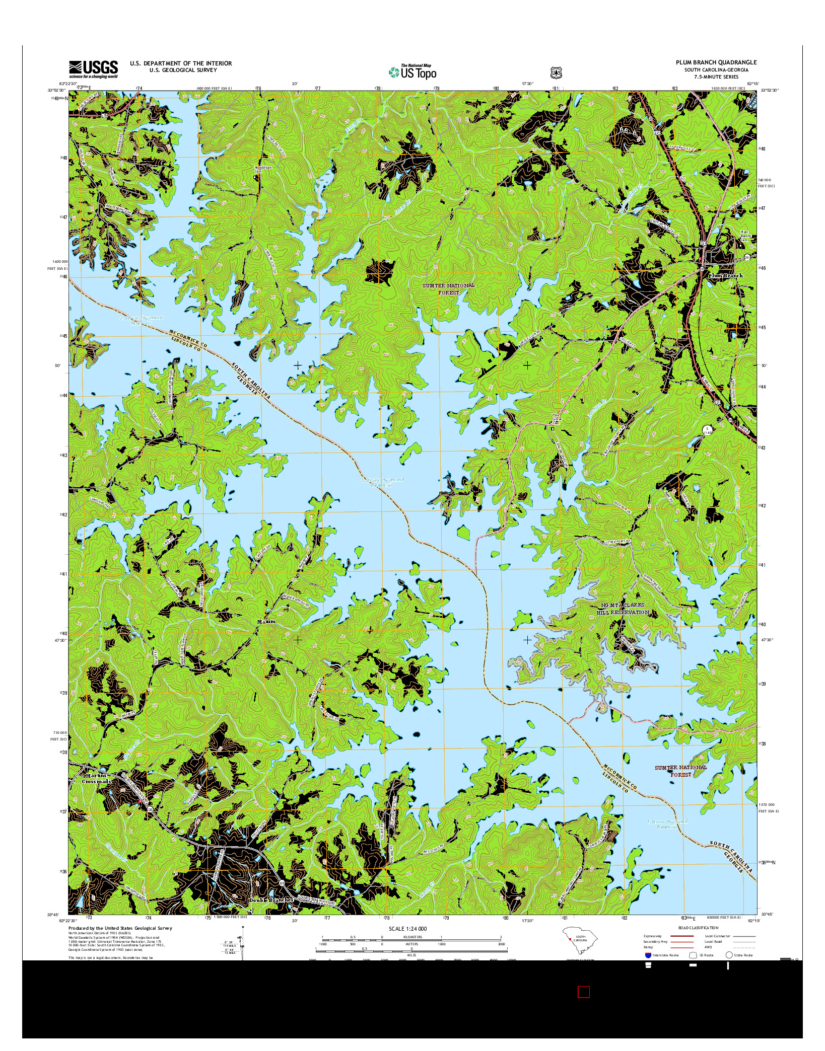 USGS US TOPO 7.5-MINUTE MAP FOR PLUM BRANCH, SC-GA 2017