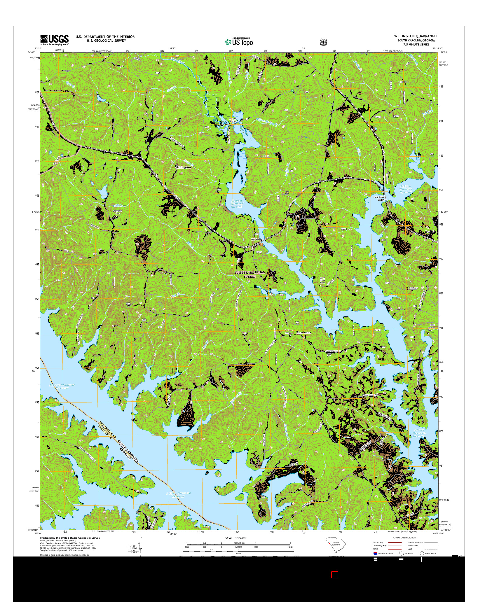 USGS US TOPO 7.5-MINUTE MAP FOR WILLINGTON, SC-GA 2017