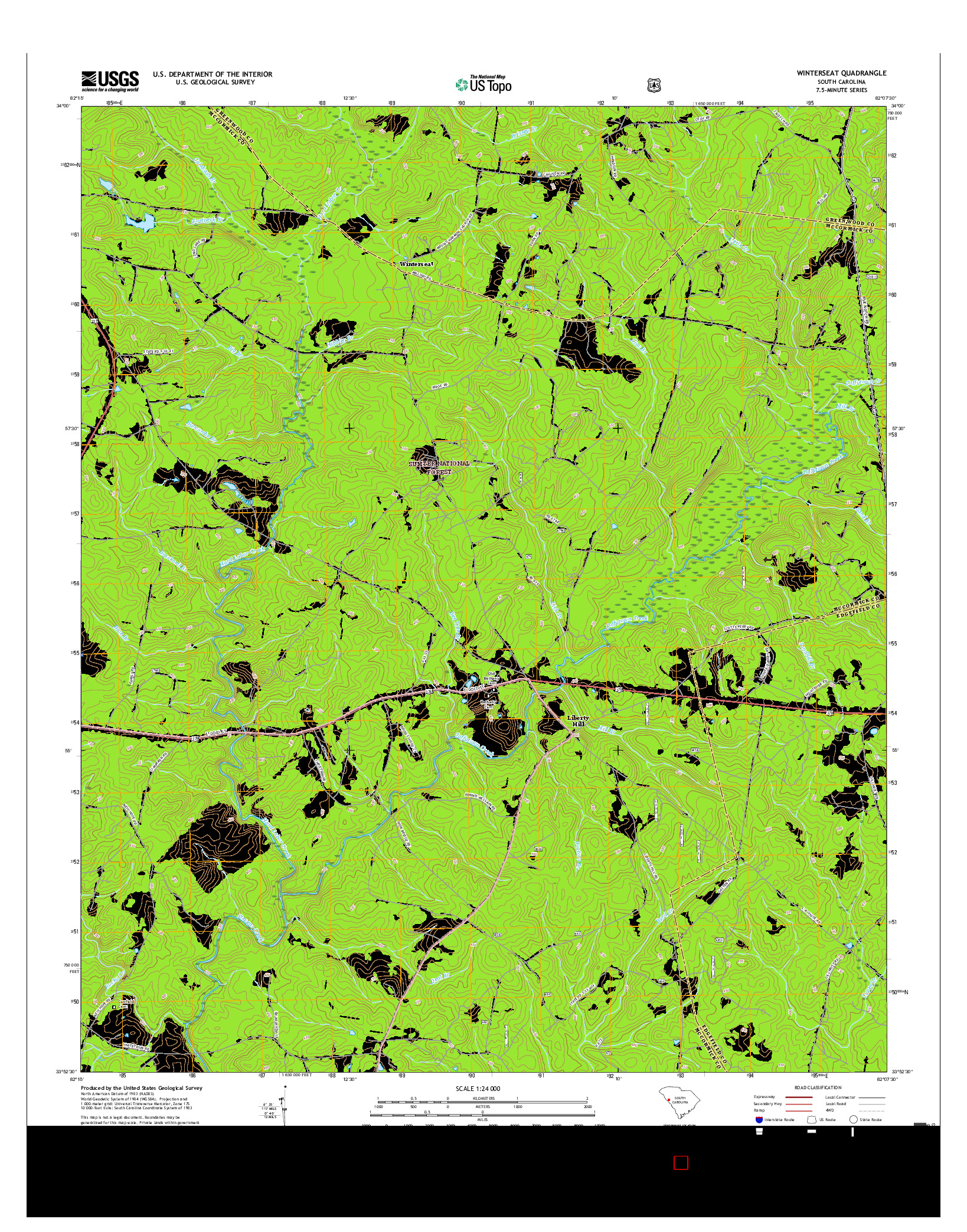 USGS US TOPO 7.5-MINUTE MAP FOR WINTERSEAT, SC 2017