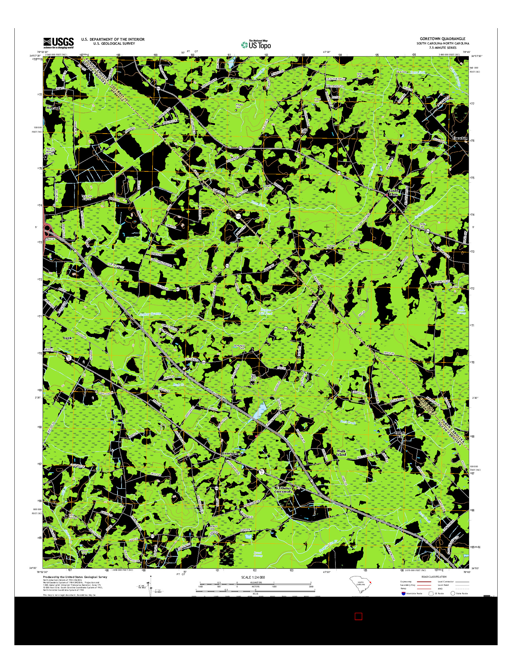 USGS US TOPO 7.5-MINUTE MAP FOR GORETOWN, SC-NC 2017