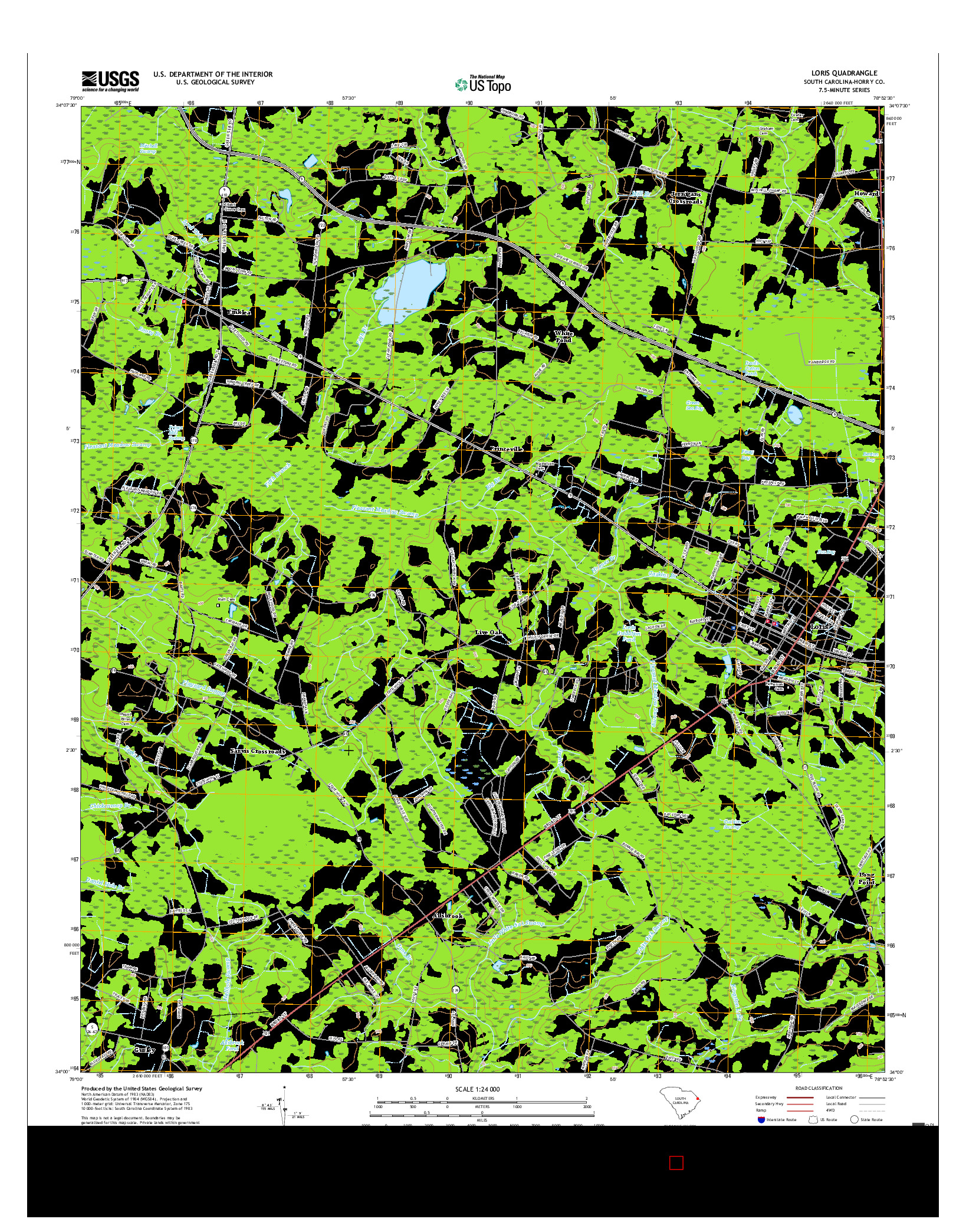 USGS US TOPO 7.5-MINUTE MAP FOR LORIS, SC 2017