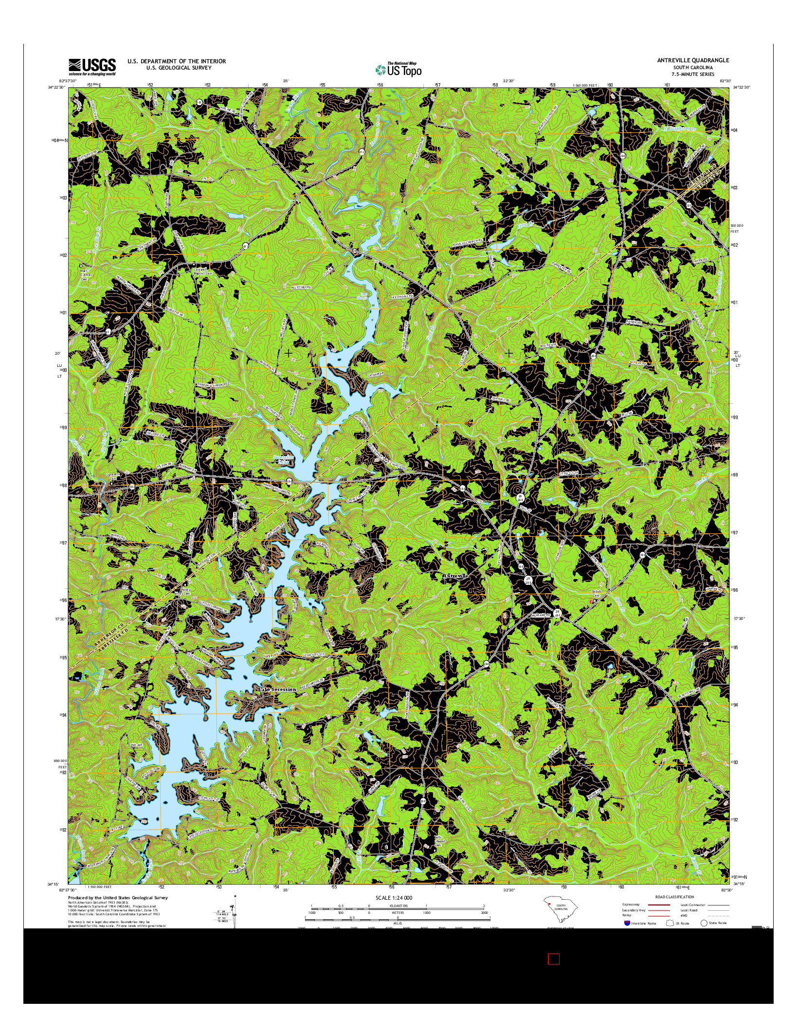 USGS US TOPO 7.5-MINUTE MAP FOR ANTREVILLE, SC 2017