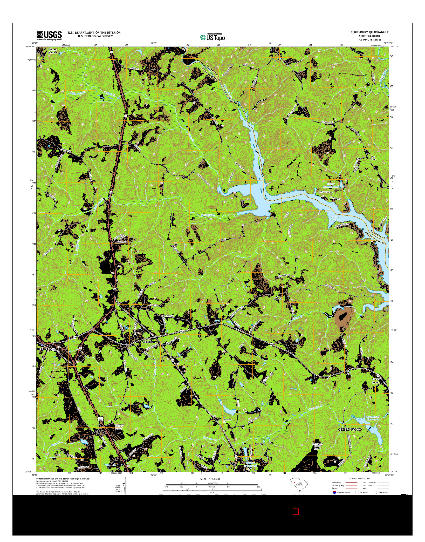 USGS US TOPO 7.5-MINUTE MAP FOR COKESBURY, SC 2017