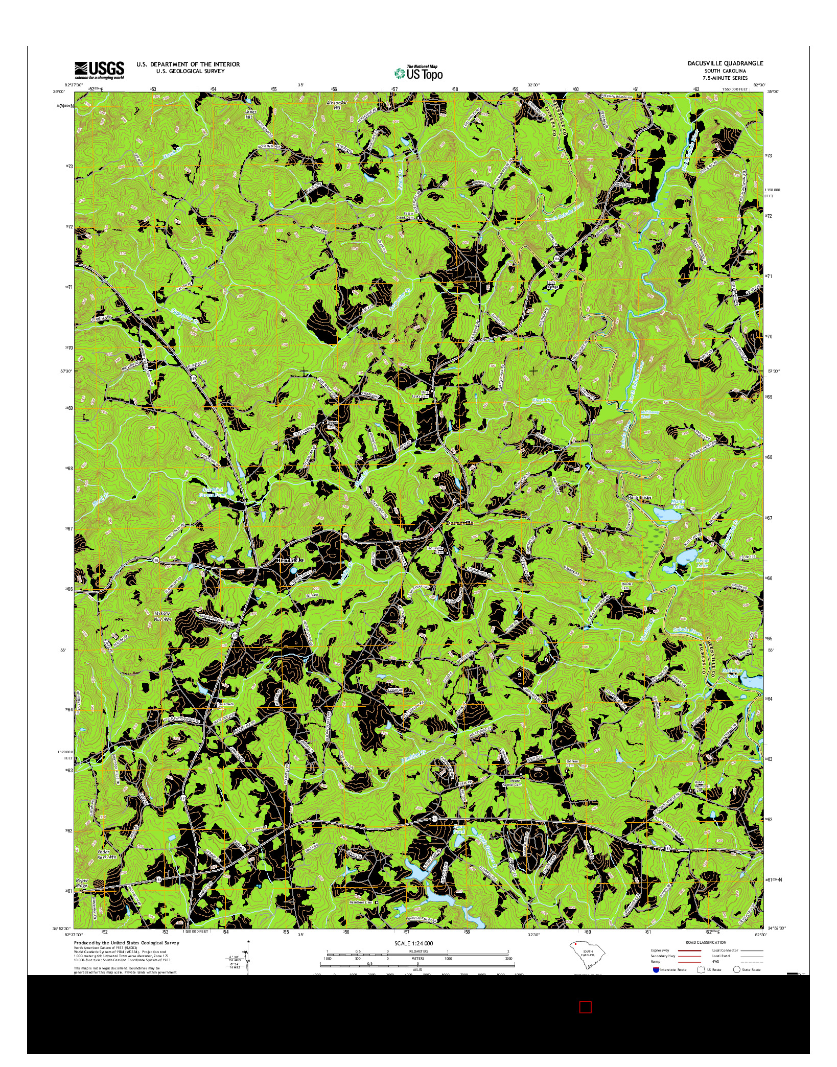 USGS US TOPO 7.5-MINUTE MAP FOR DACUSVILLE, SC 2017