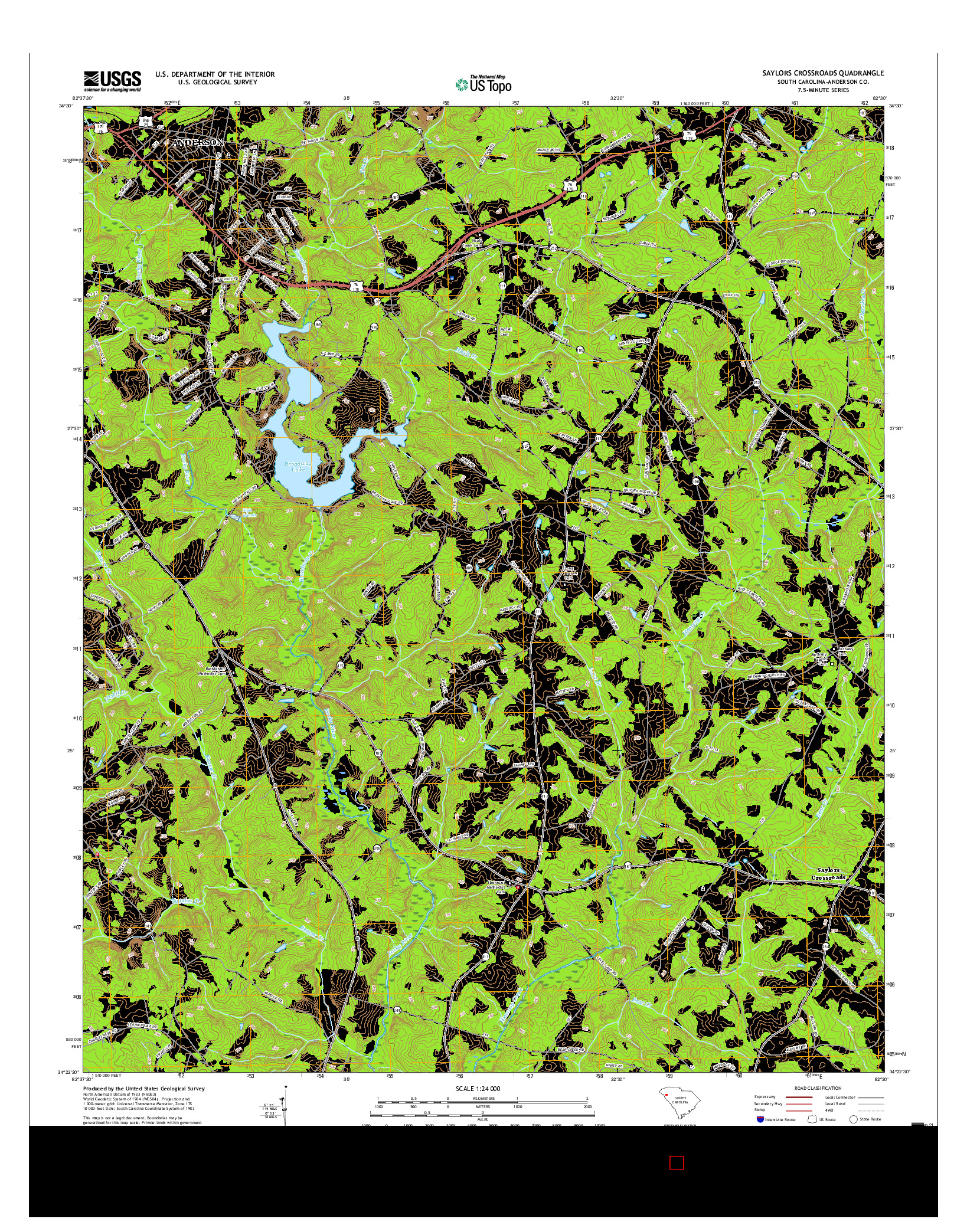 USGS US TOPO 7.5-MINUTE MAP FOR SAYLORS CROSSROADS, SC 2017