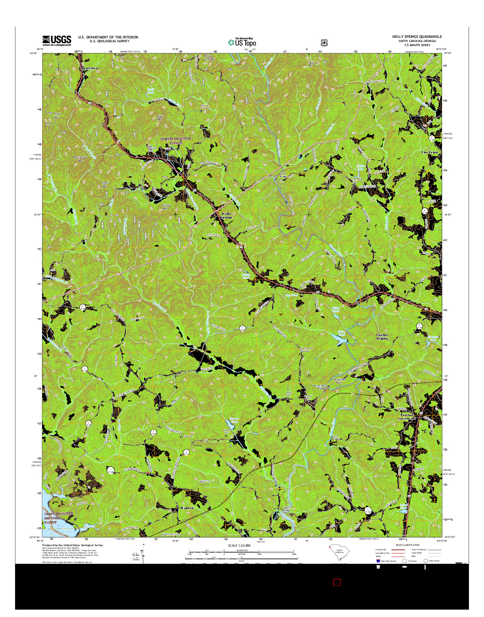 USGS US TOPO 7.5-MINUTE MAP FOR HOLLY SPRINGS, SC-GA 2017