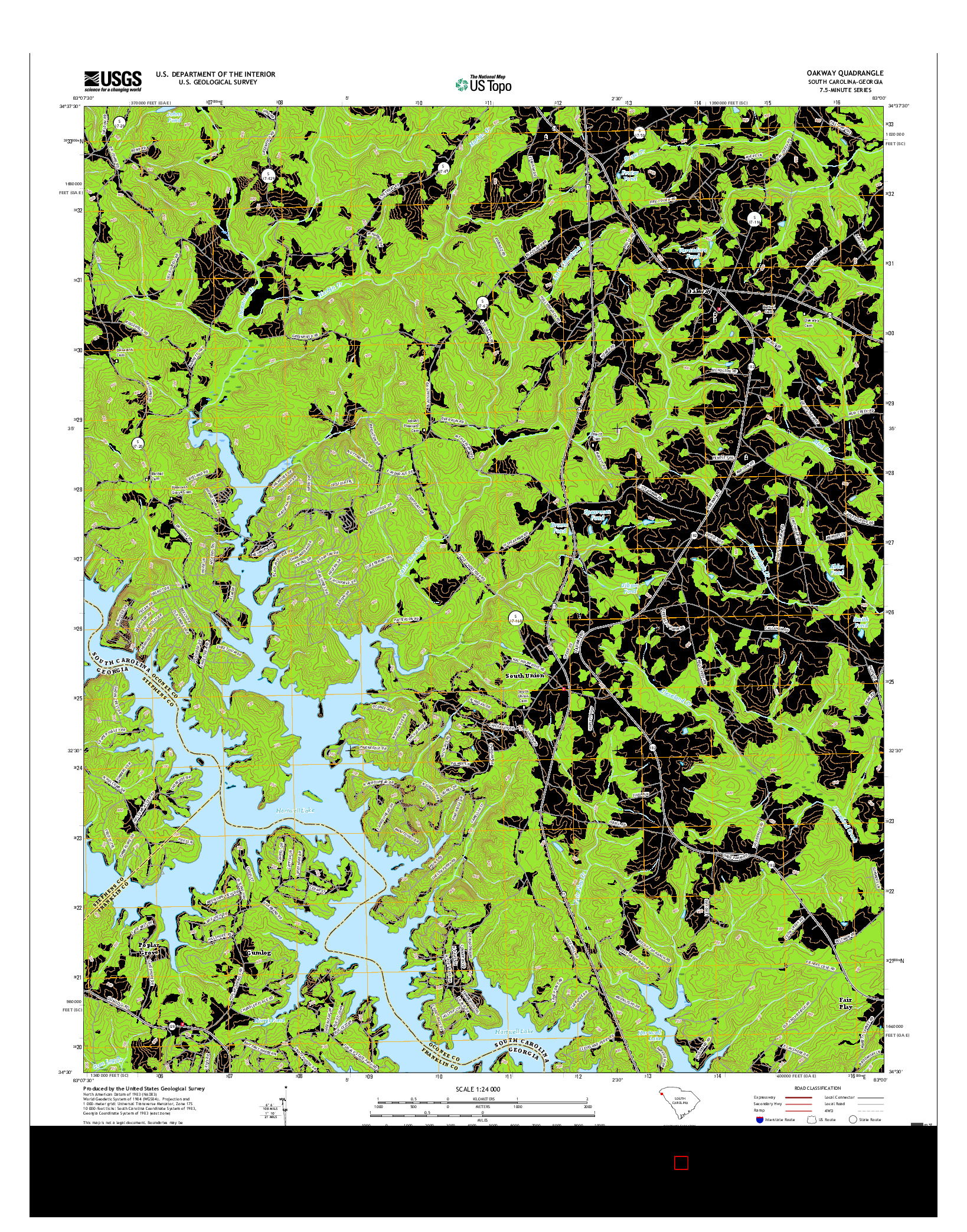 USGS US TOPO 7.5-MINUTE MAP FOR OAKWAY, SC-GA 2017