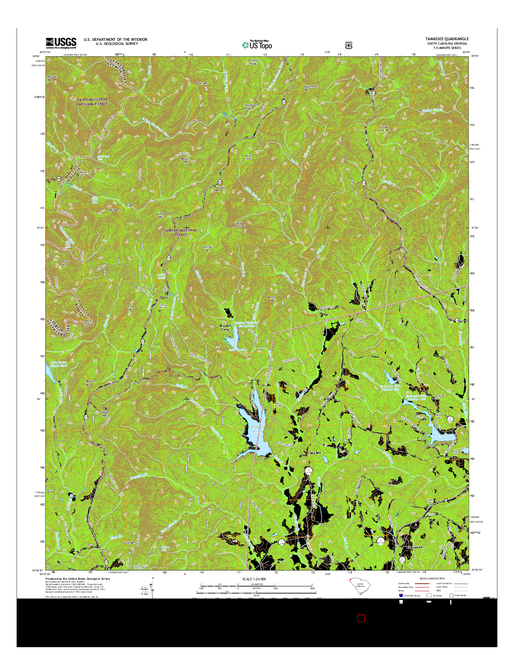 USGS US TOPO 7.5-MINUTE MAP FOR TAMASSEE, SC-GA 2017