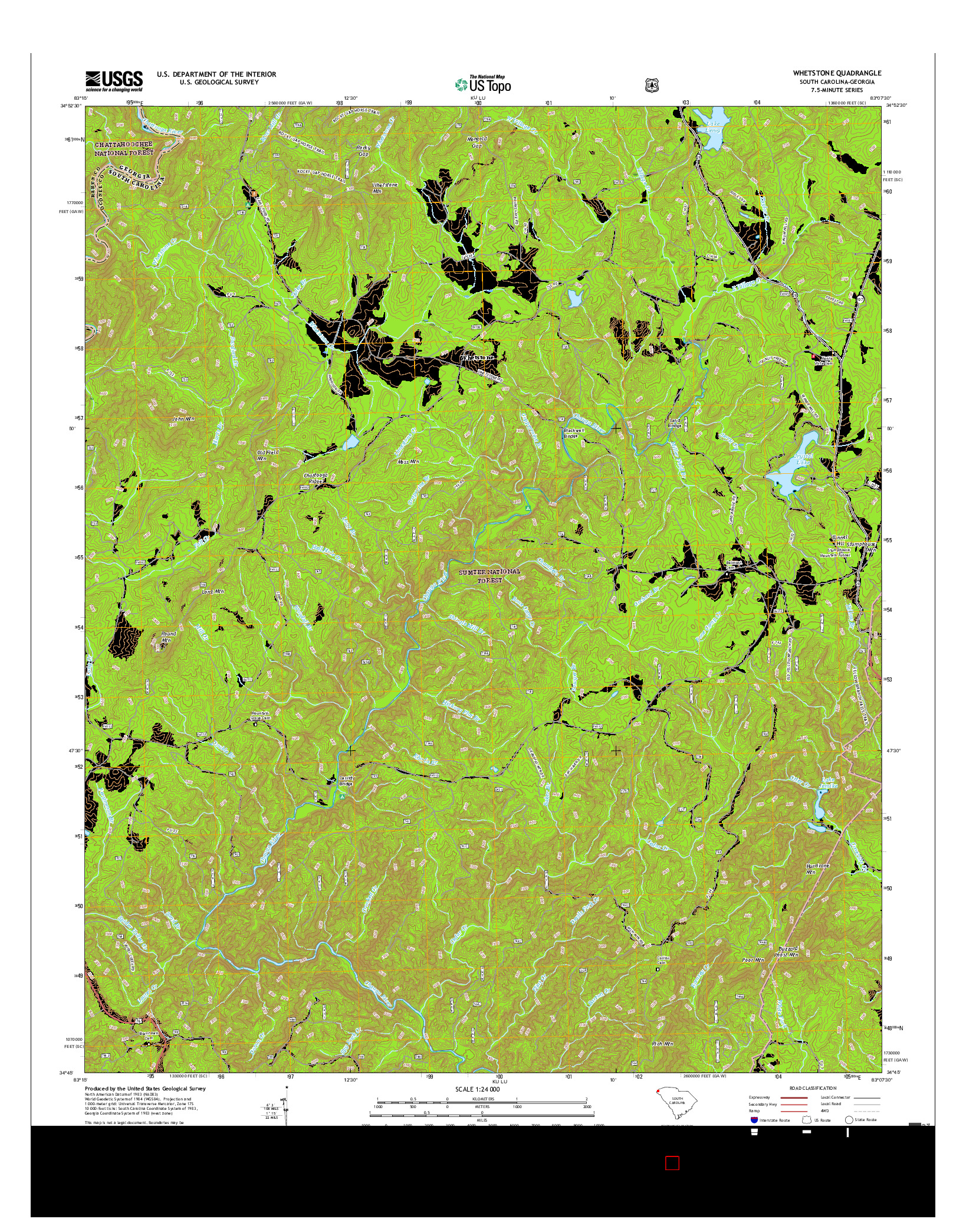 USGS US TOPO 7.5-MINUTE MAP FOR WHETSTONE, SC-GA 2017