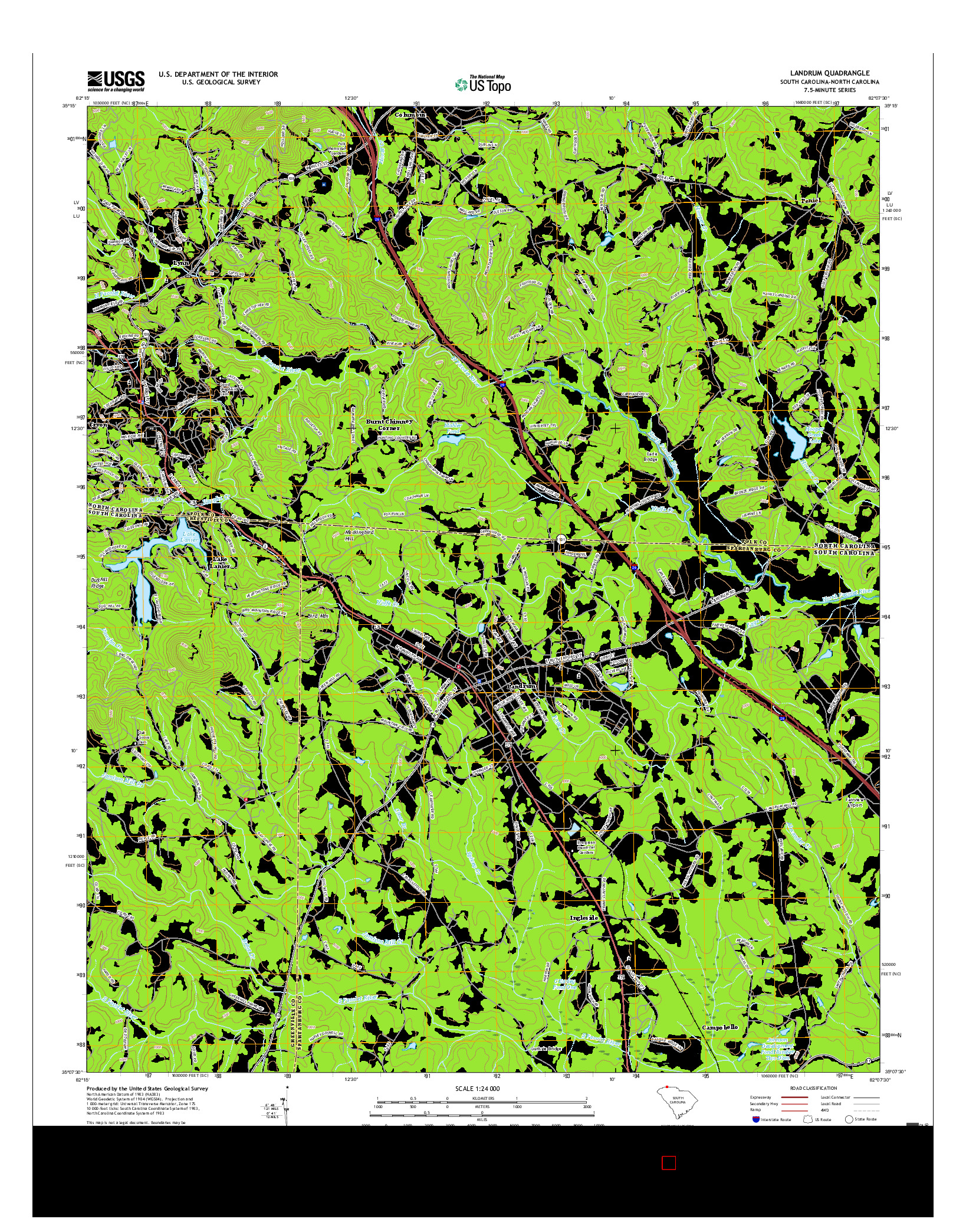 USGS US TOPO 7.5-MINUTE MAP FOR LANDRUM, SC-NC 2017