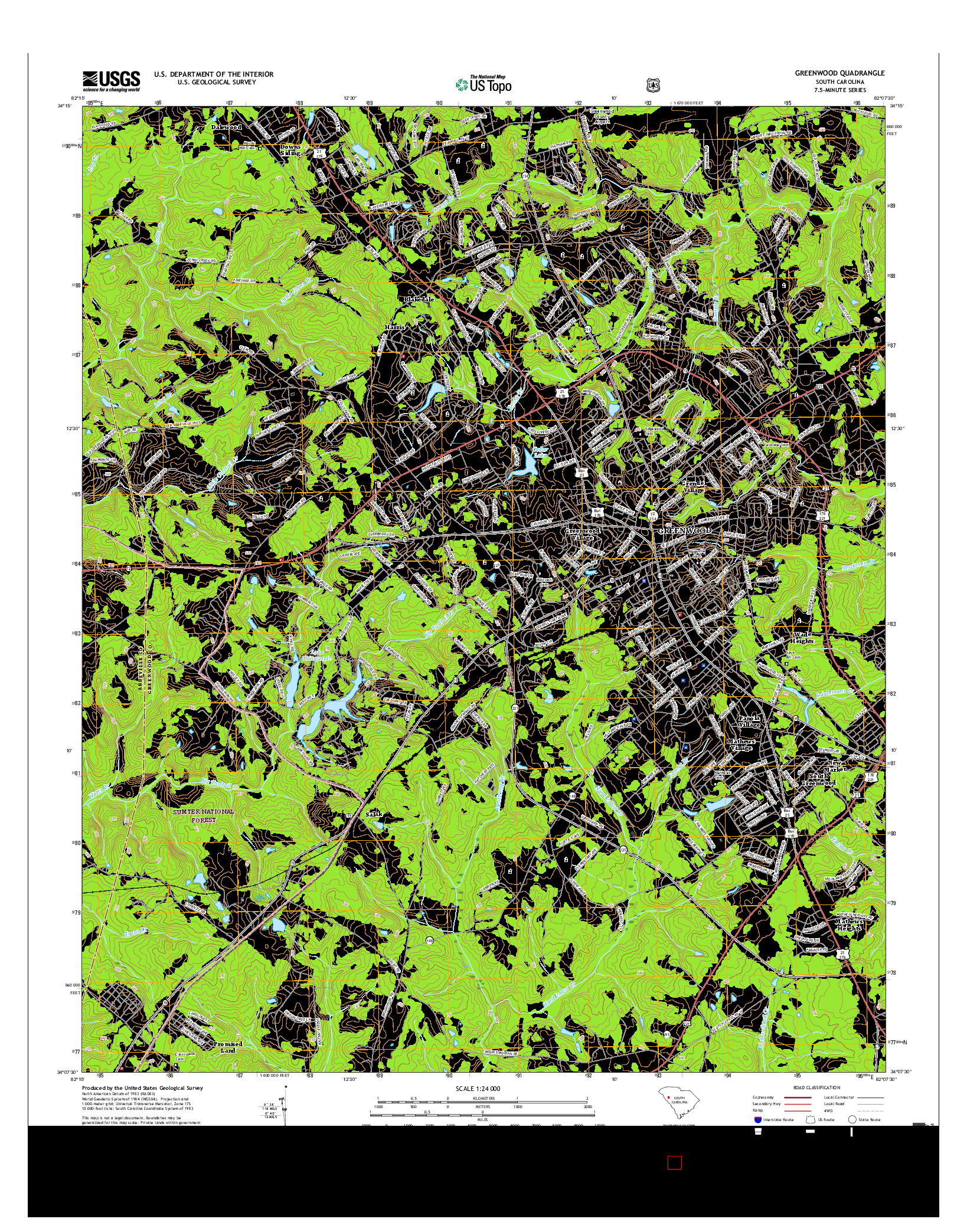 USGS US TOPO 7.5-MINUTE MAP FOR GREENWOOD, SC 2017