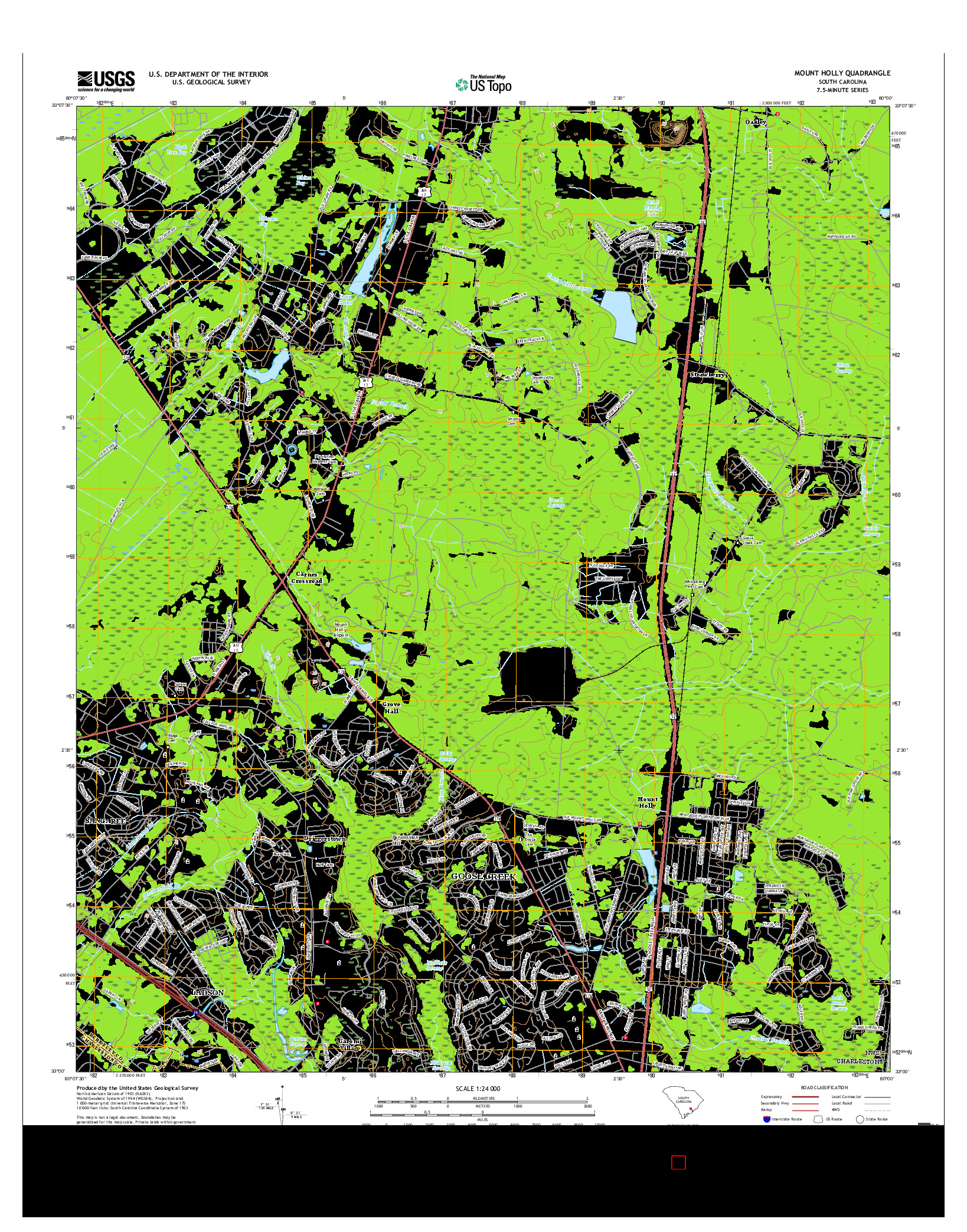 USGS US TOPO 7.5-MINUTE MAP FOR MOUNT HOLLY, SC 2017