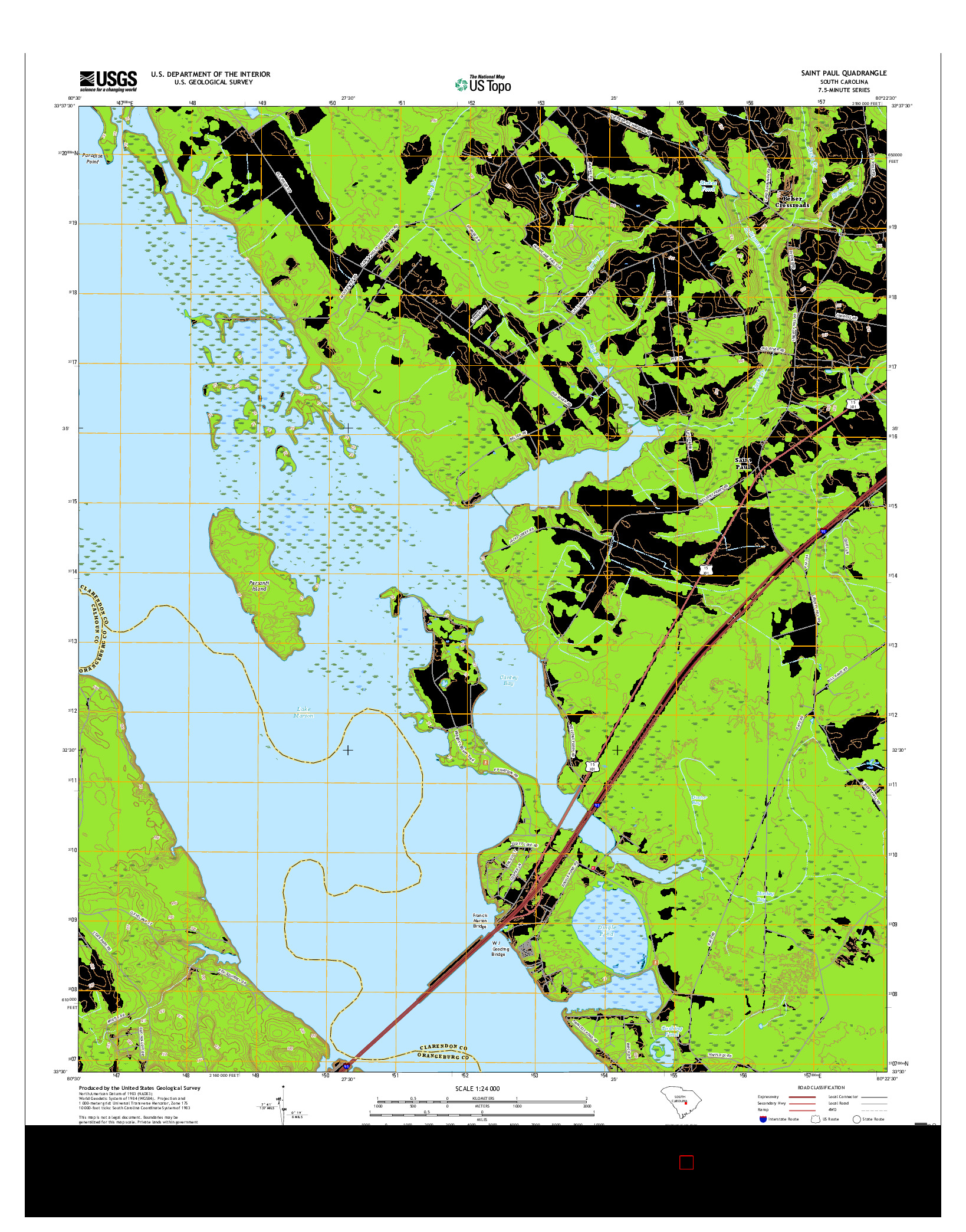 USGS US TOPO 7.5-MINUTE MAP FOR SAINT PAUL, SC 2017