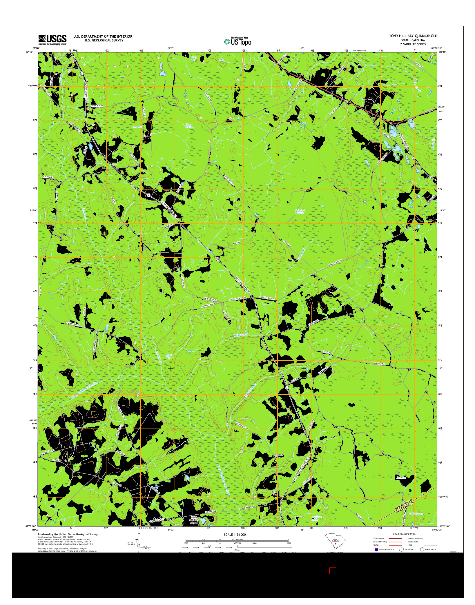 USGS US TOPO 7.5-MINUTE MAP FOR TONY HILL BAY, SC 2017