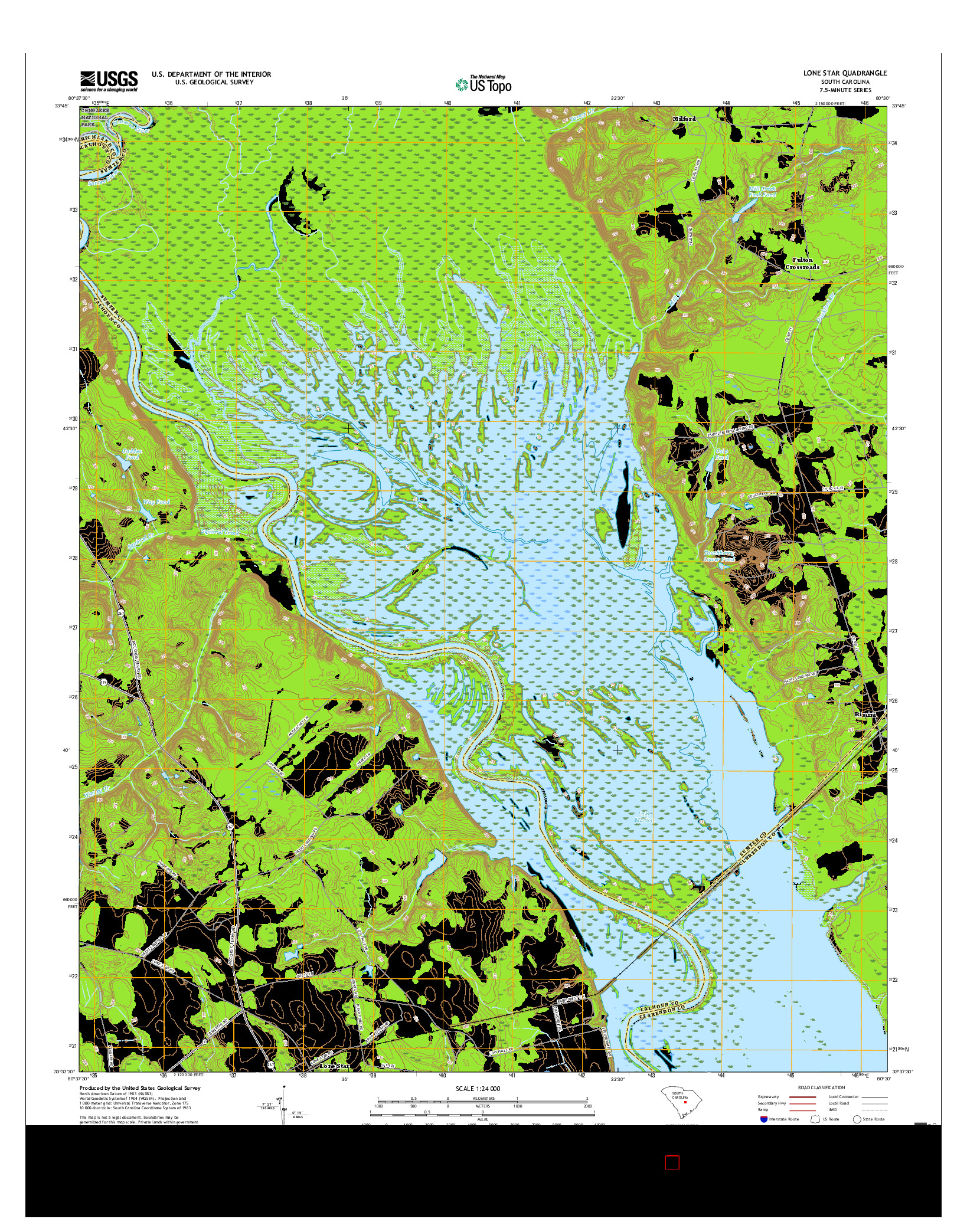 USGS US TOPO 7.5-MINUTE MAP FOR LONE STAR, SC 2017