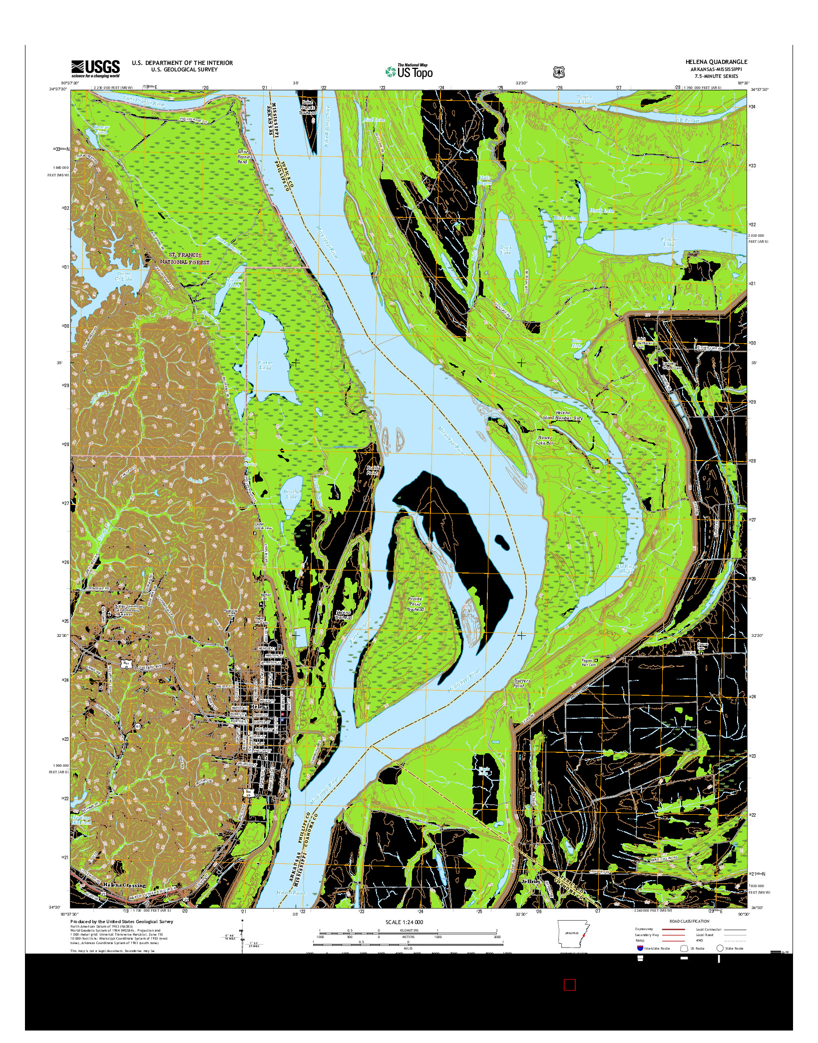 USGS US TOPO 7.5-MINUTE MAP FOR HELENA, AR-MS 2017