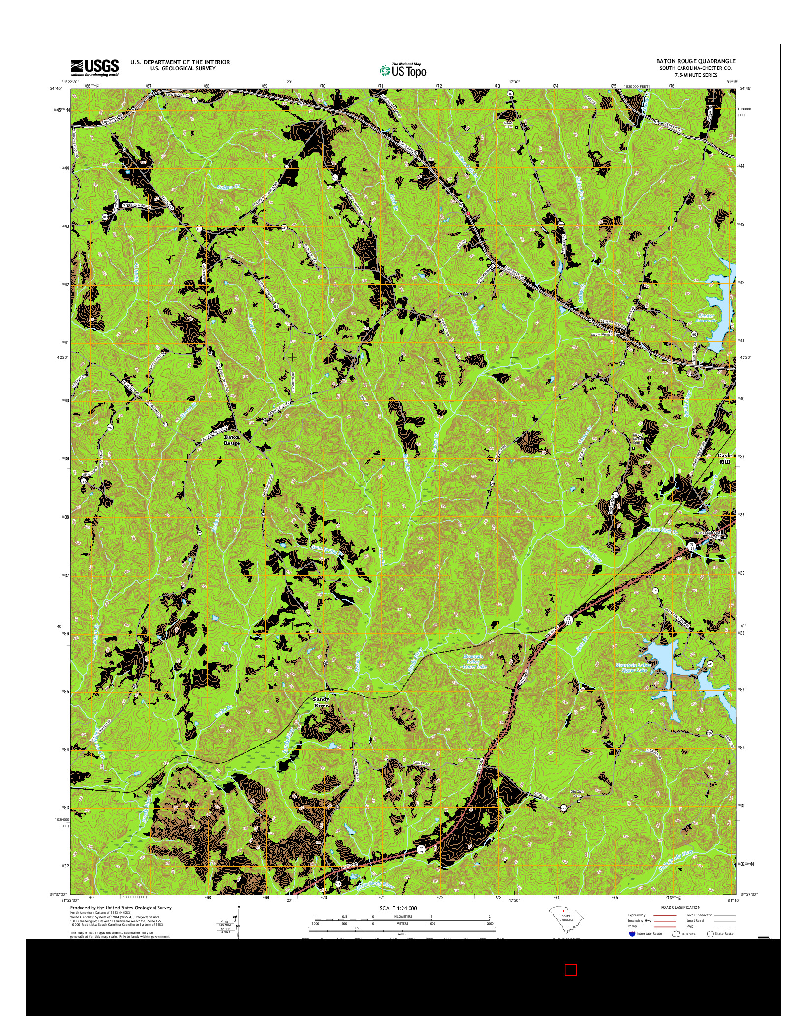 USGS US TOPO 7.5-MINUTE MAP FOR BATON ROUGE, SC 2017