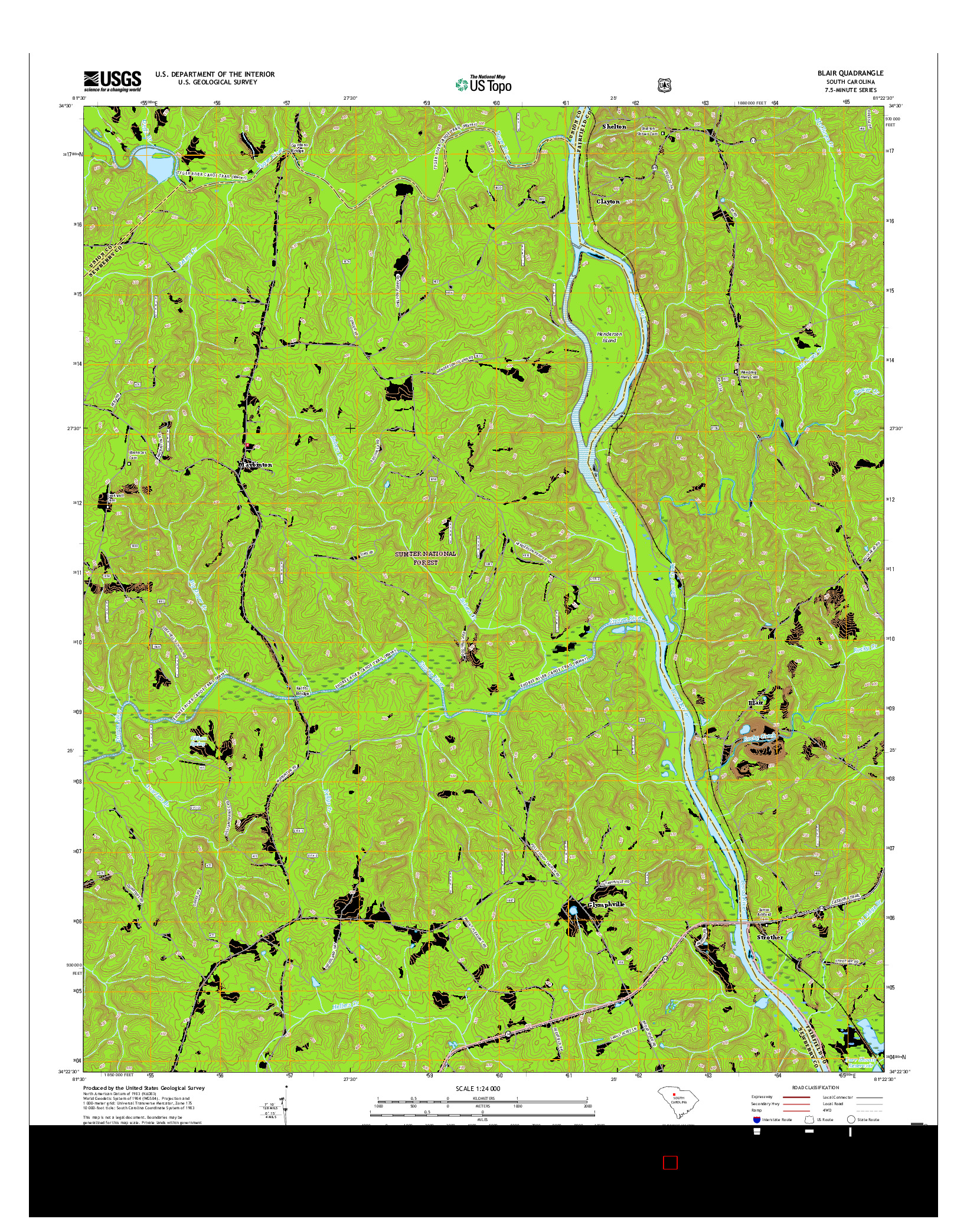 USGS US TOPO 7.5-MINUTE MAP FOR BLAIR, SC 2017