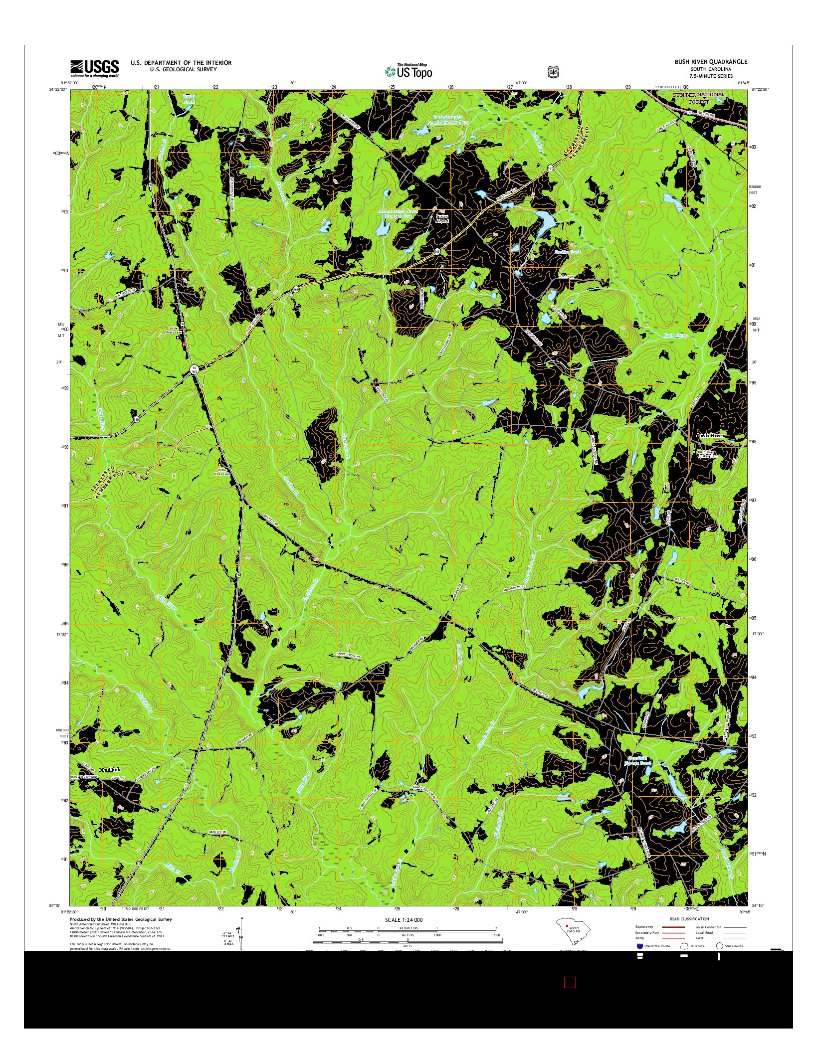 USGS US TOPO 7.5-MINUTE MAP FOR BUSH RIVER, SC 2017