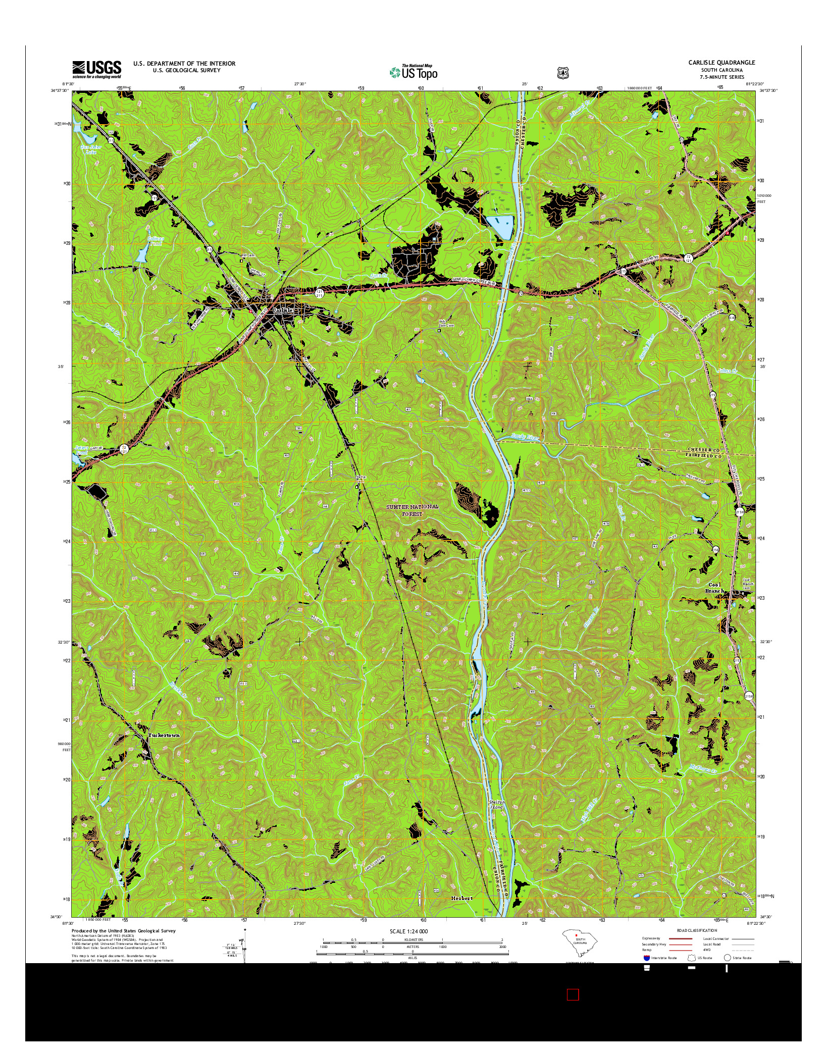 USGS US TOPO 7.5-MINUTE MAP FOR CARLISLE, SC 2017