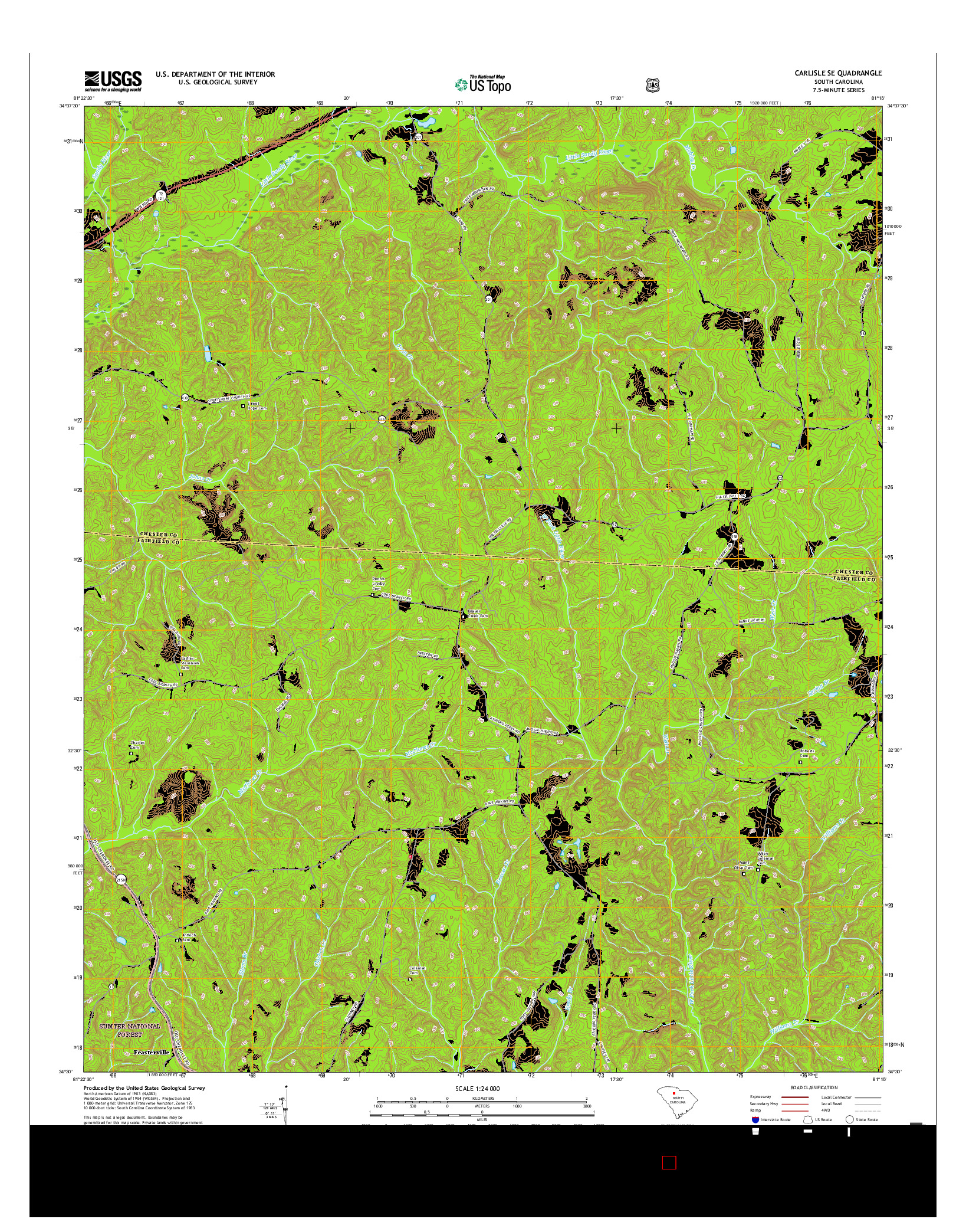 USGS US TOPO 7.5-MINUTE MAP FOR CARLISLE SE, SC 2017