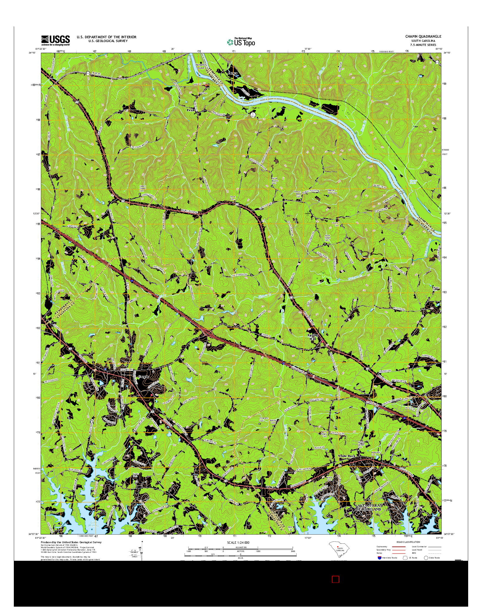 USGS US TOPO 7.5-MINUTE MAP FOR CHAPIN, SC 2017