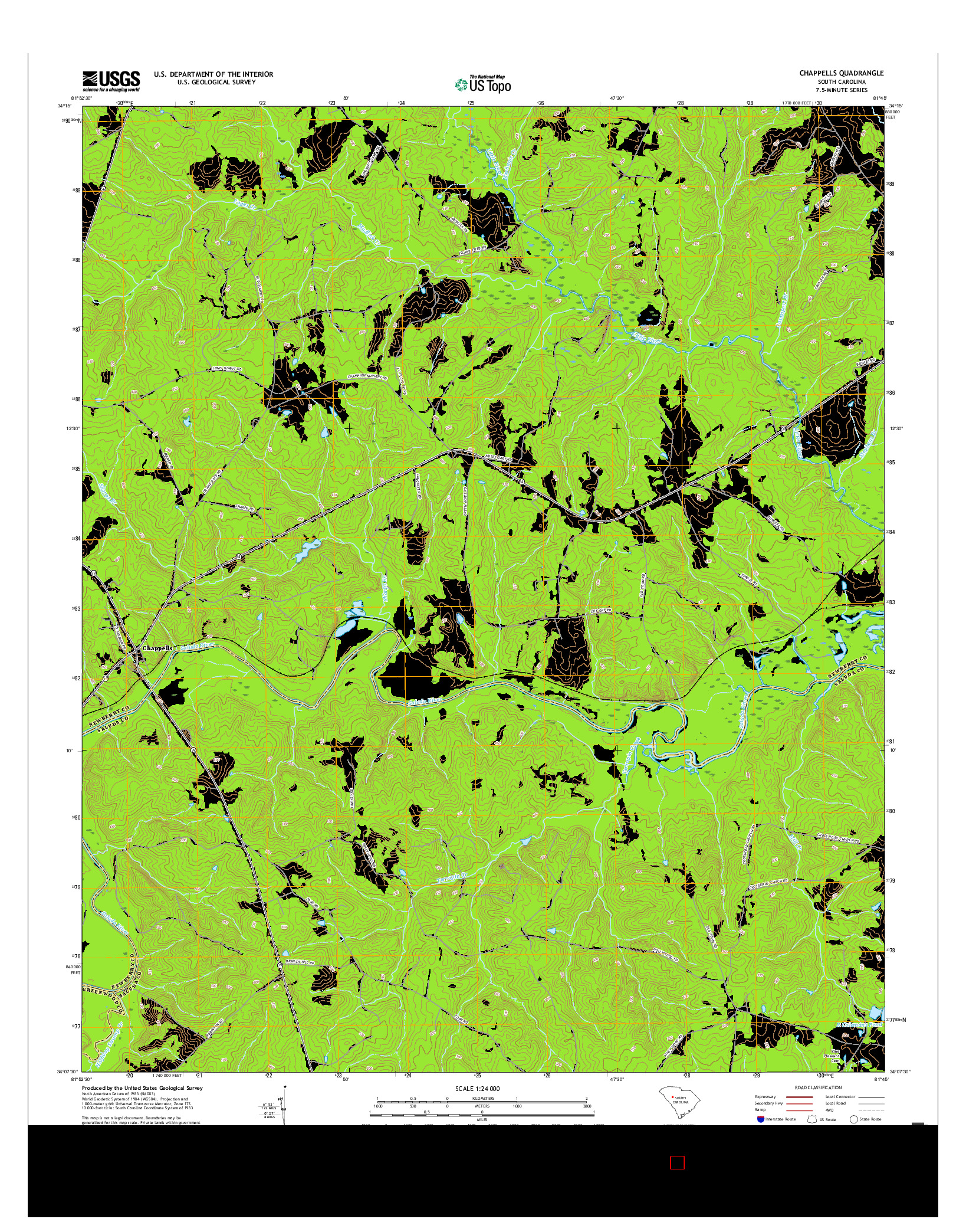 USGS US TOPO 7.5-MINUTE MAP FOR CHAPPELLS, SC 2017