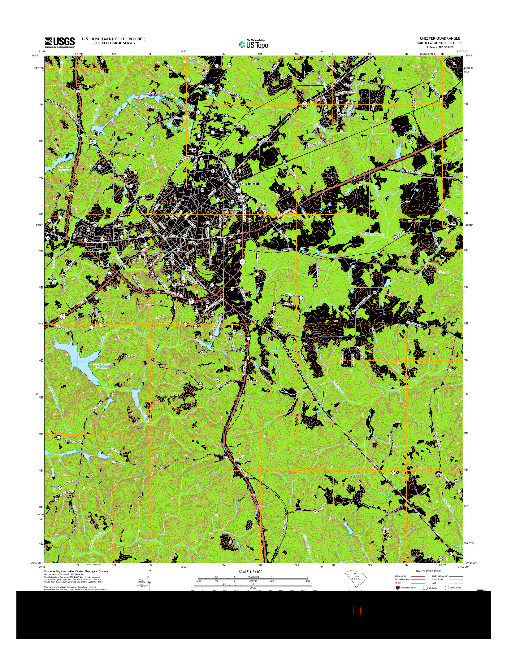 USGS US TOPO 7.5-MINUTE MAP FOR CHESTER, SC 2017