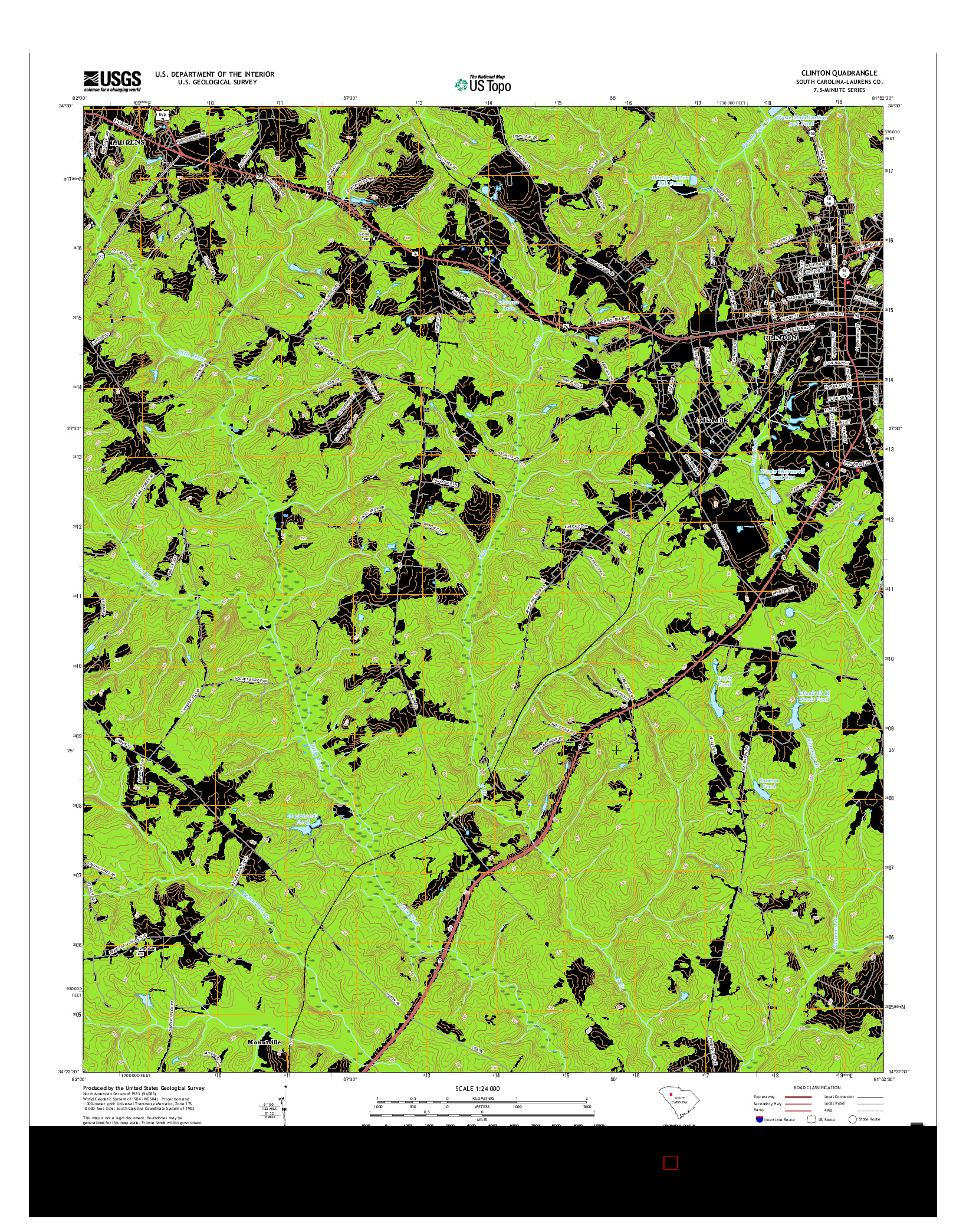 USGS US TOPO 7.5-MINUTE MAP FOR CLINTON, SC 2017