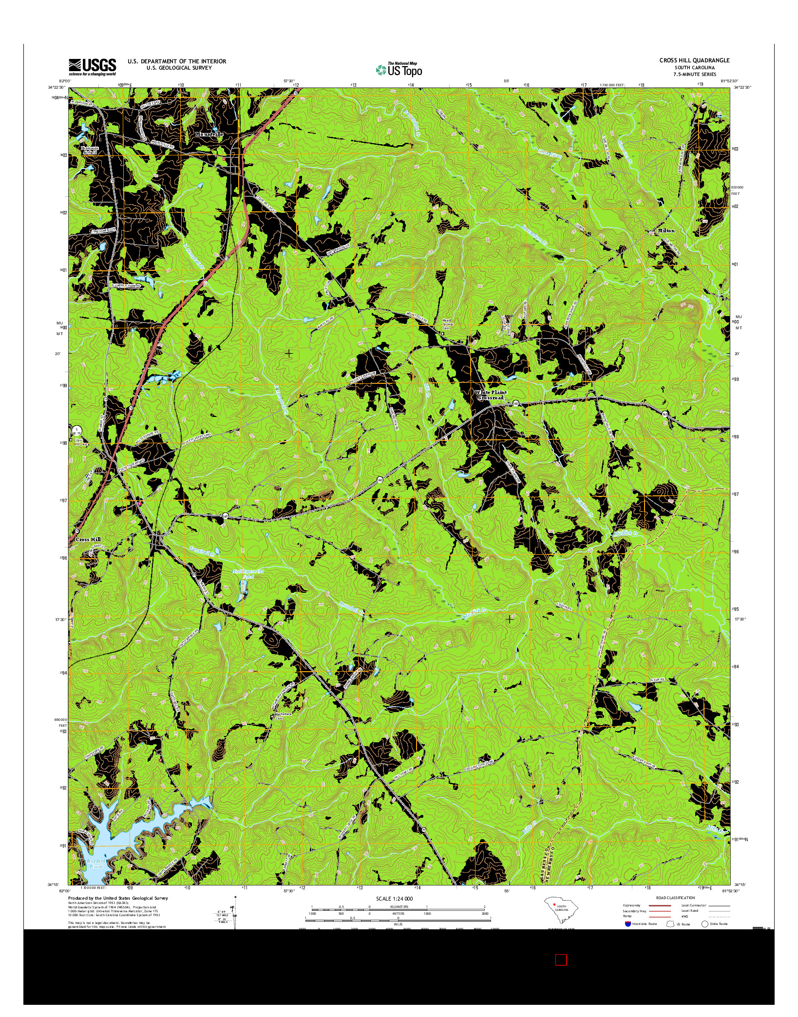 USGS US TOPO 7.5-MINUTE MAP FOR CROSS HILL, SC 2017