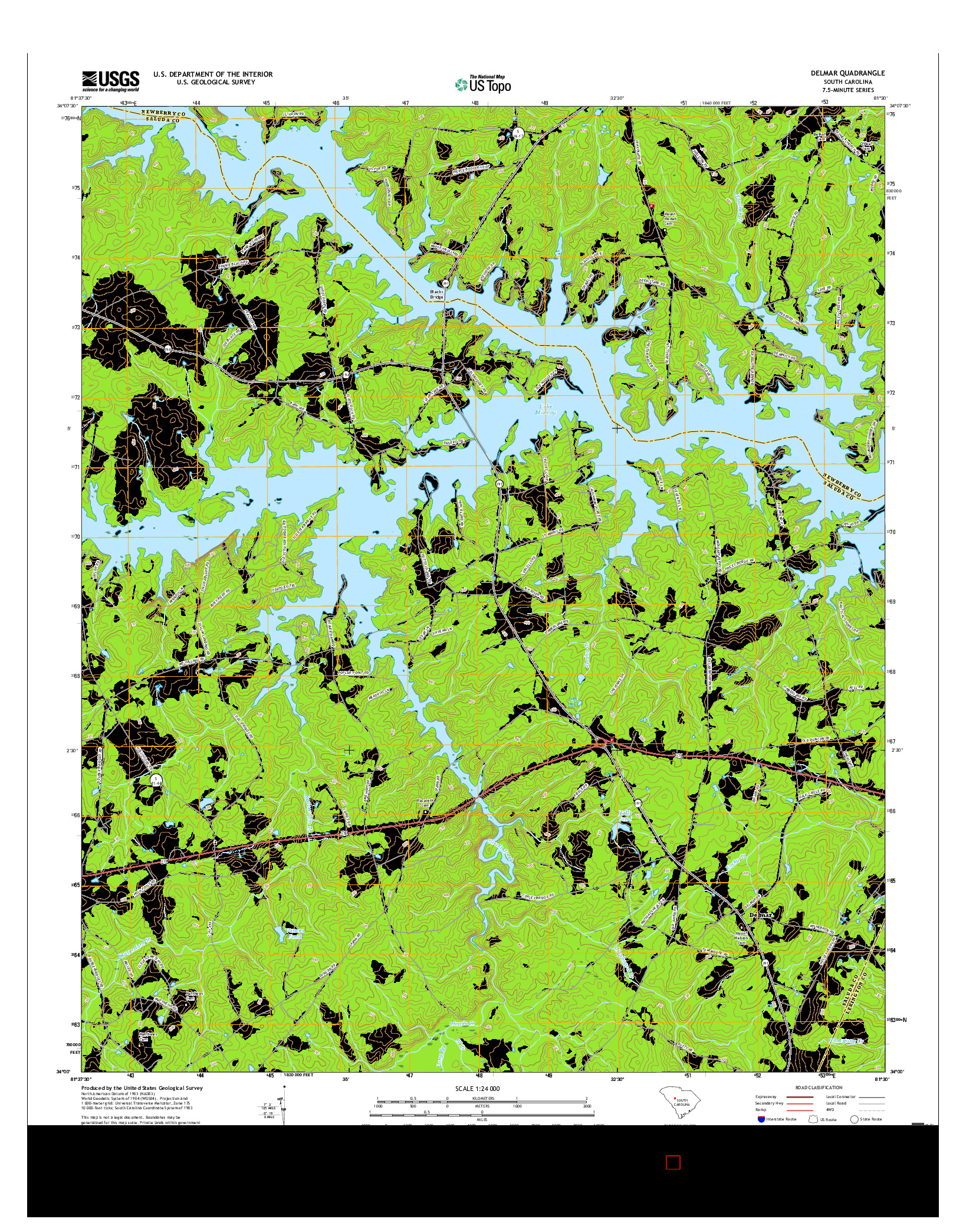 USGS US TOPO 7.5-MINUTE MAP FOR DELMAR, SC 2017