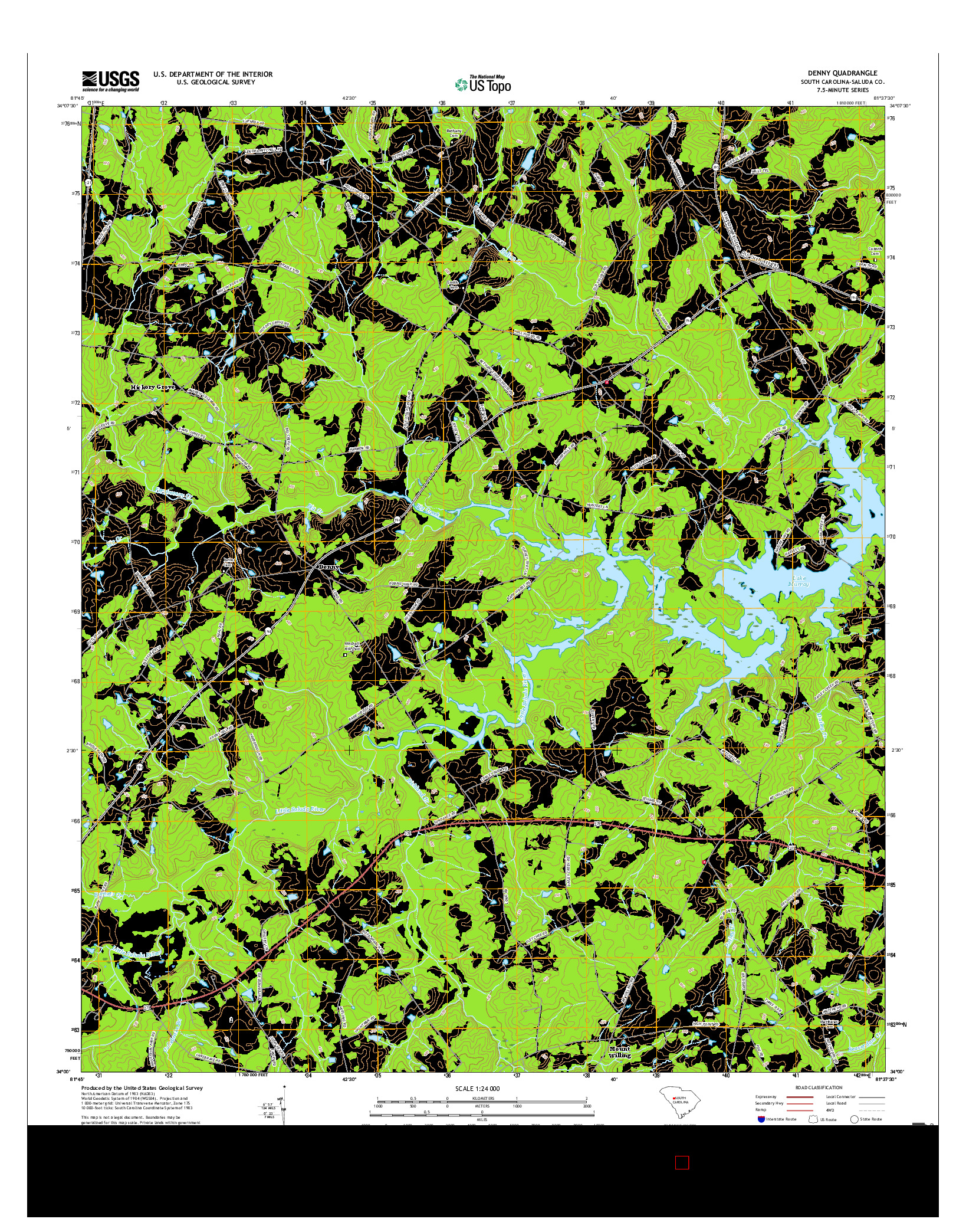 USGS US TOPO 7.5-MINUTE MAP FOR DENNY, SC 2017