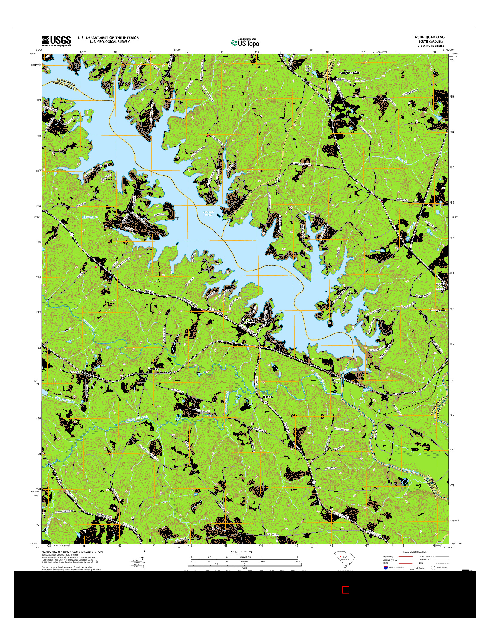 USGS US TOPO 7.5-MINUTE MAP FOR DYSON, SC 2017