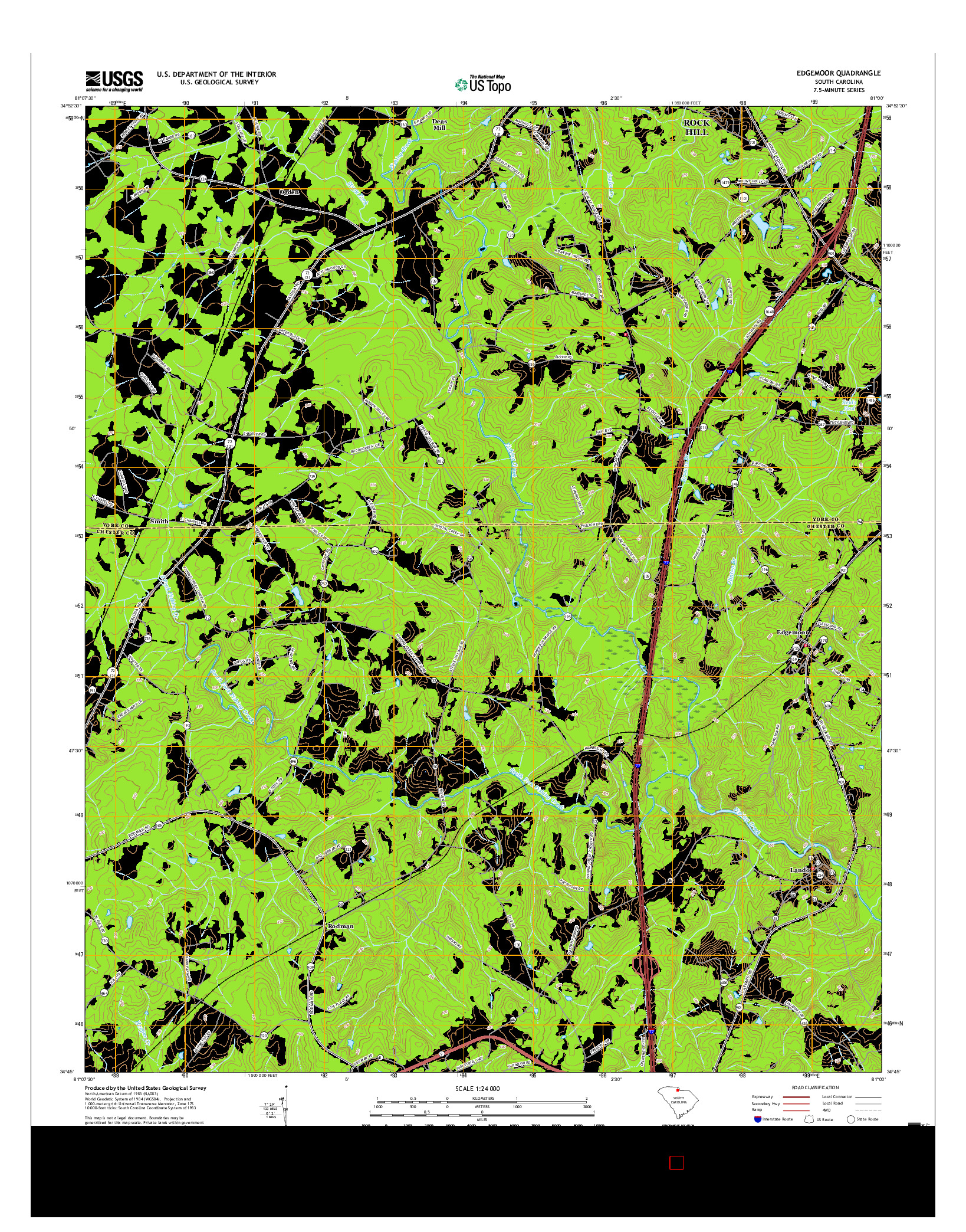 USGS US TOPO 7.5-MINUTE MAP FOR EDGEMOOR, SC 2017