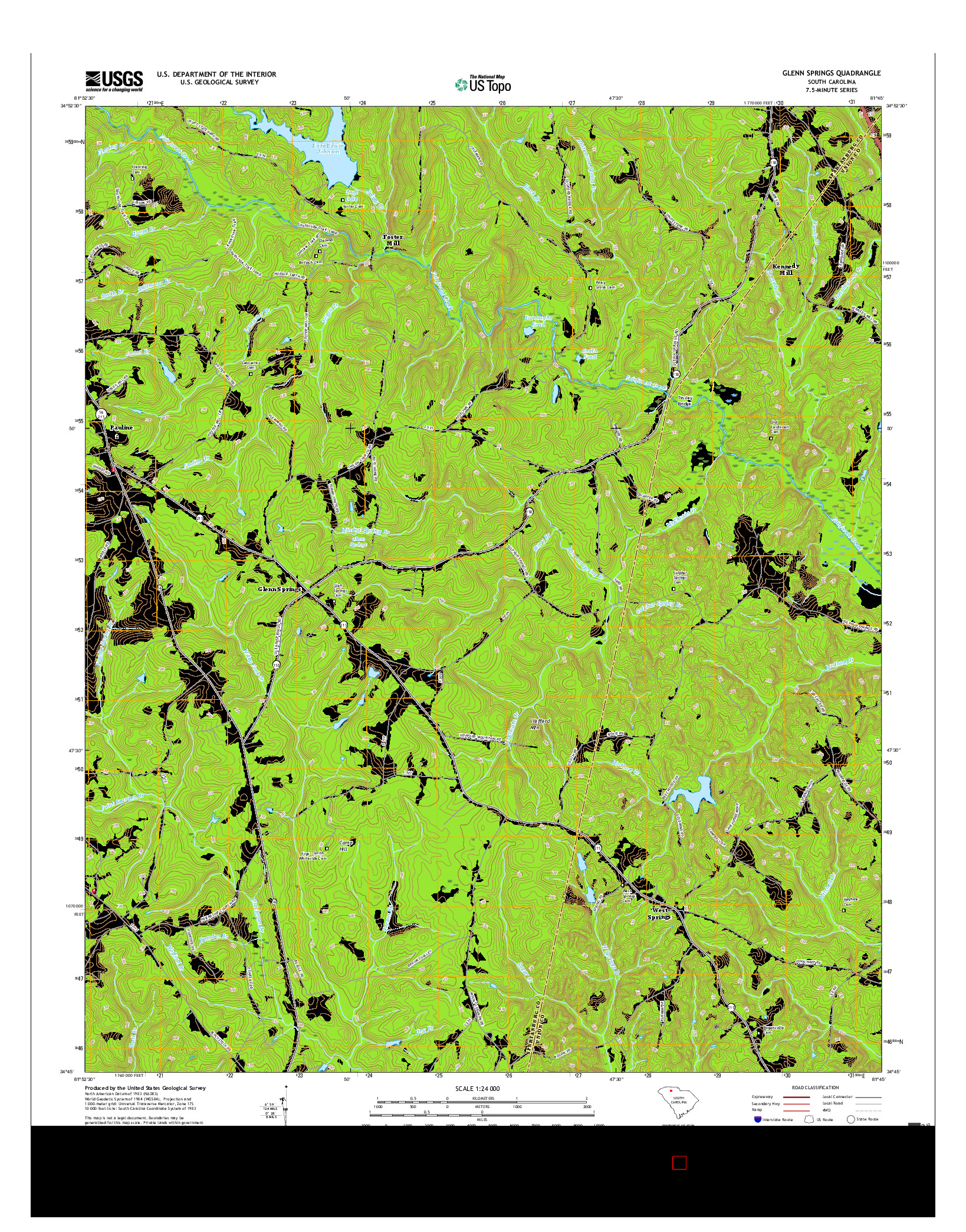 USGS US TOPO 7.5-MINUTE MAP FOR GLENN SPRINGS, SC 2017