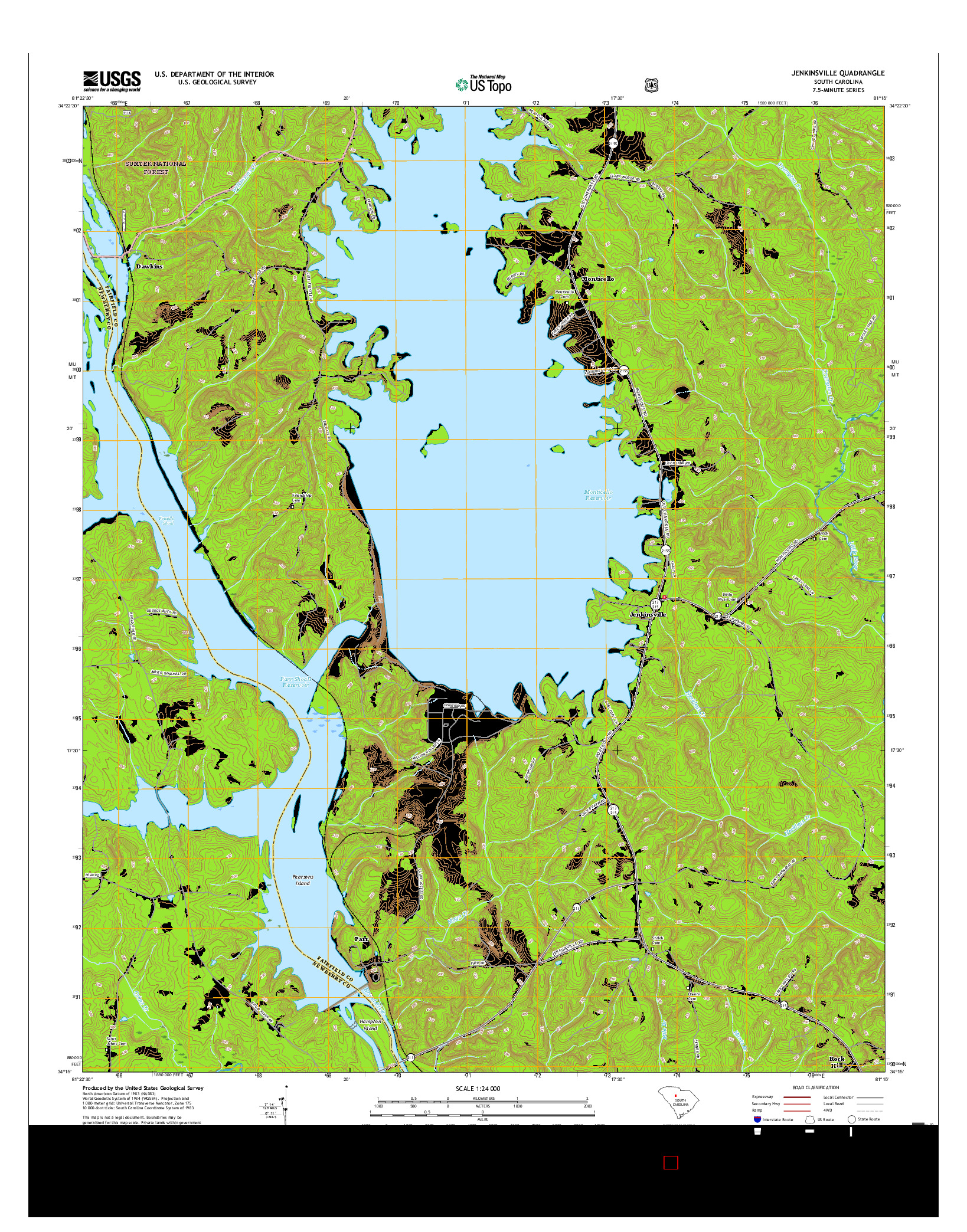 USGS US TOPO 7.5-MINUTE MAP FOR JENKINSVILLE, SC 2017