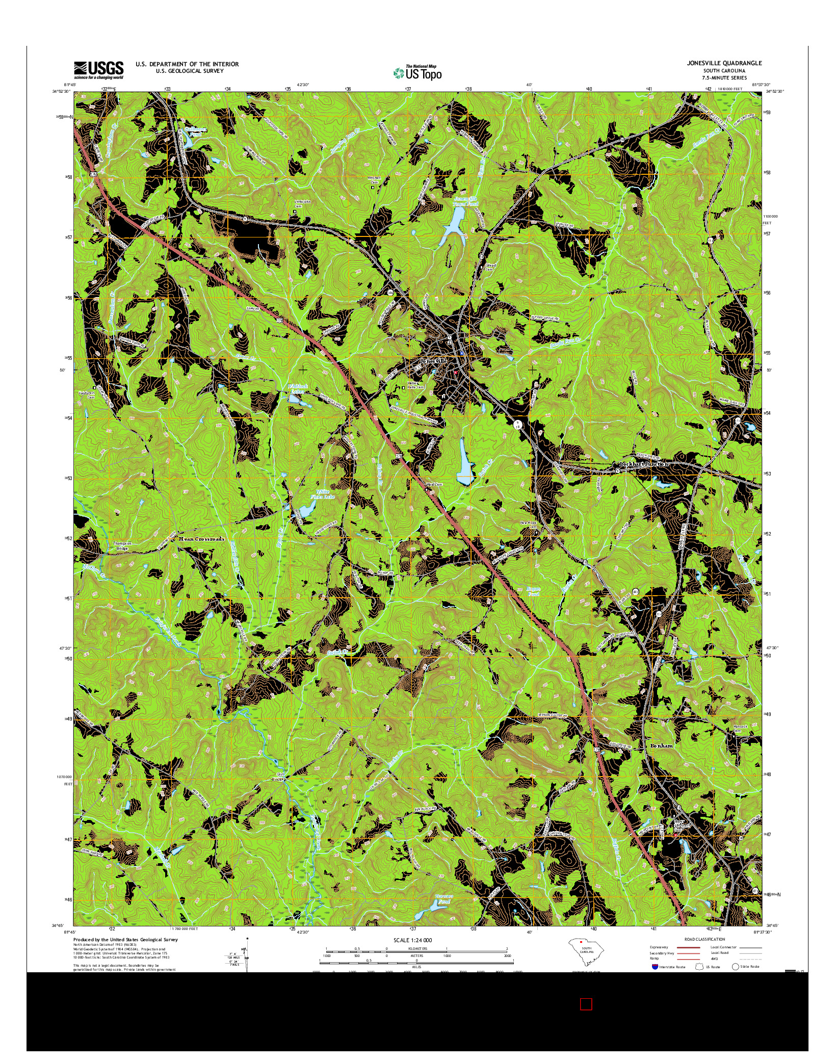 USGS US TOPO 7.5-MINUTE MAP FOR JONESVILLE, SC 2017