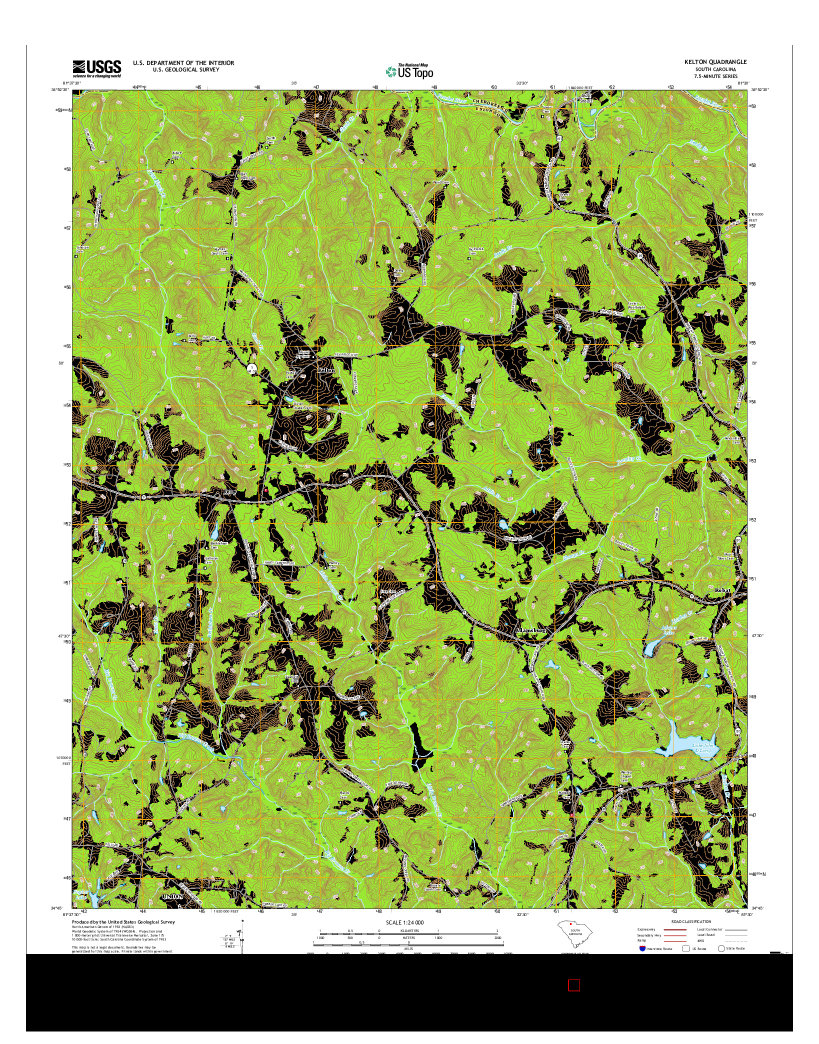 USGS US TOPO 7.5-MINUTE MAP FOR KELTON, SC 2017