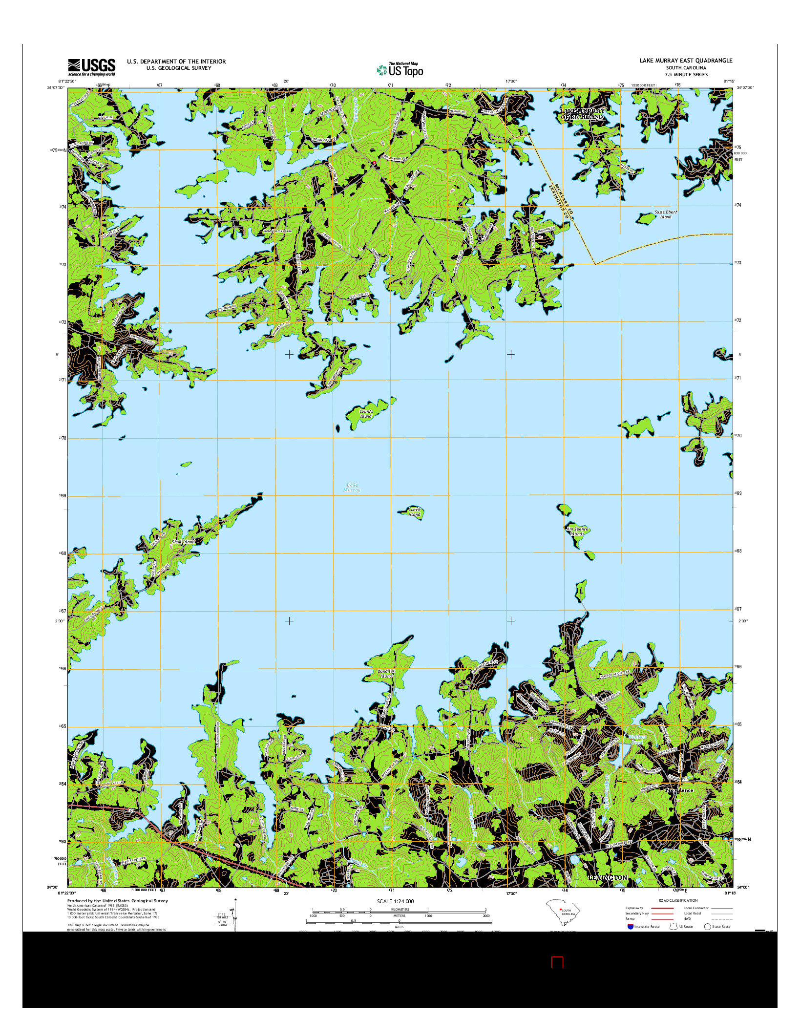 USGS US TOPO 7.5-MINUTE MAP FOR LAKE MURRAY EAST, SC 2017