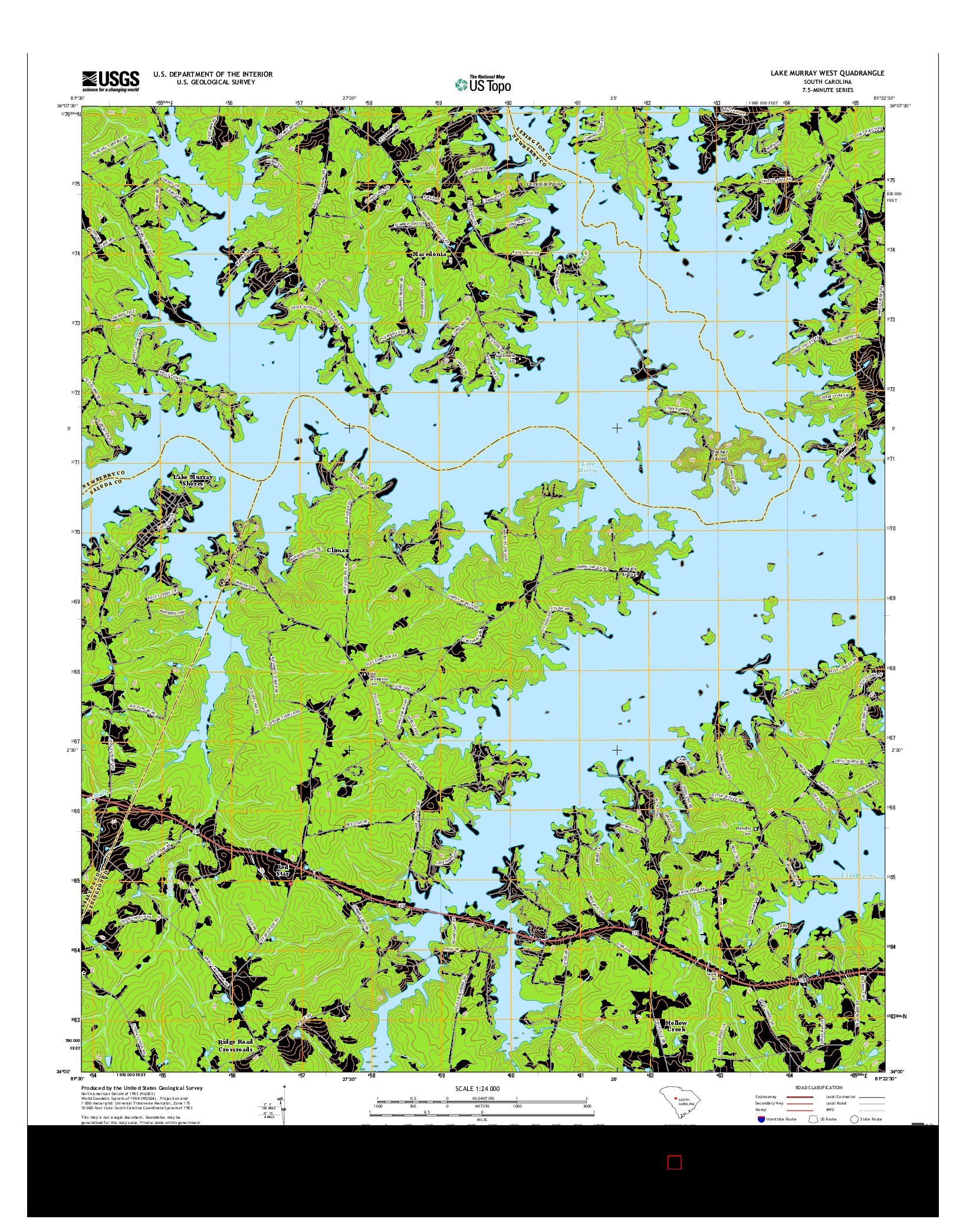 USGS US TOPO 7.5-MINUTE MAP FOR LAKE MURRAY WEST, SC 2017