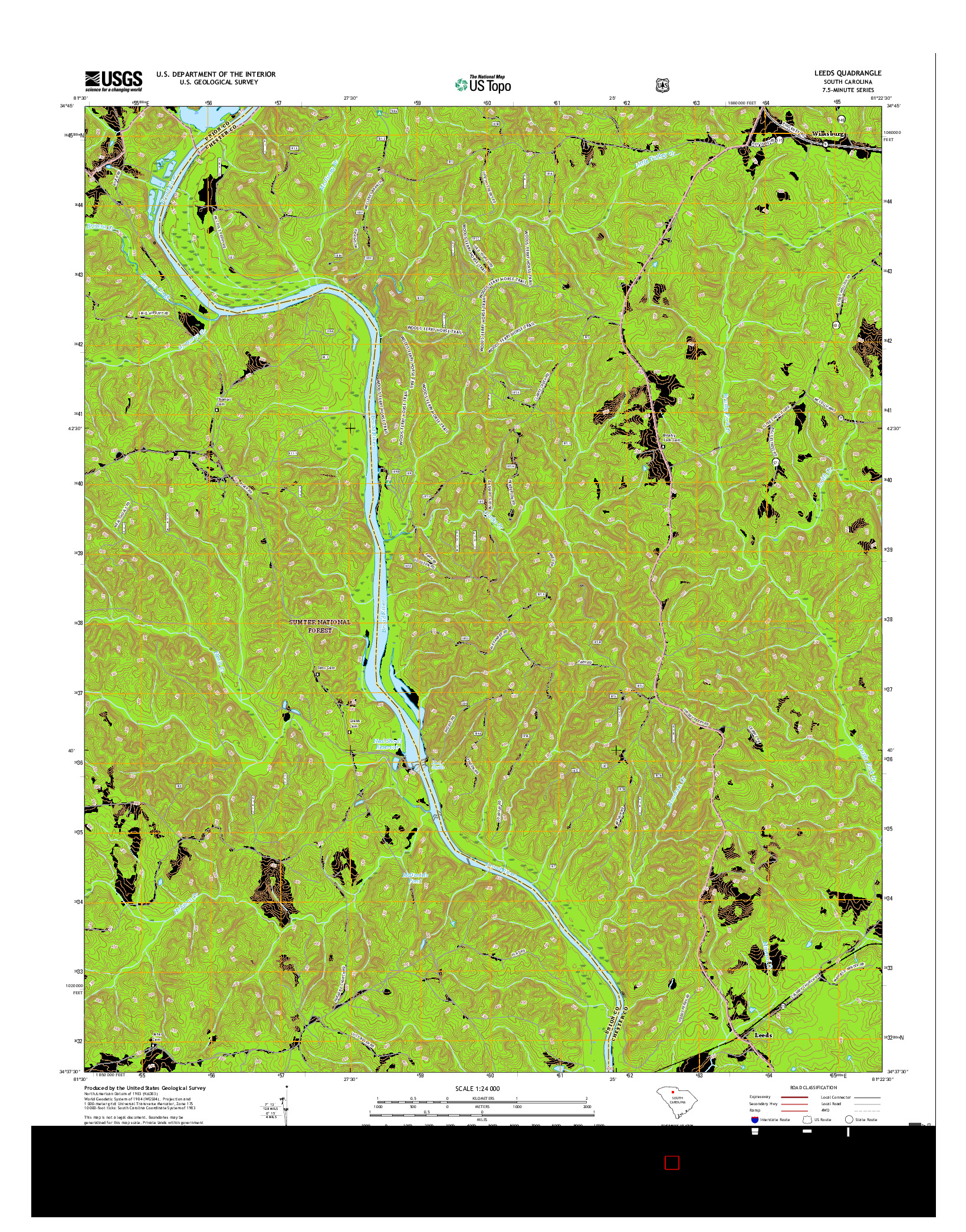 USGS US TOPO 7.5-MINUTE MAP FOR LEEDS, SC 2017