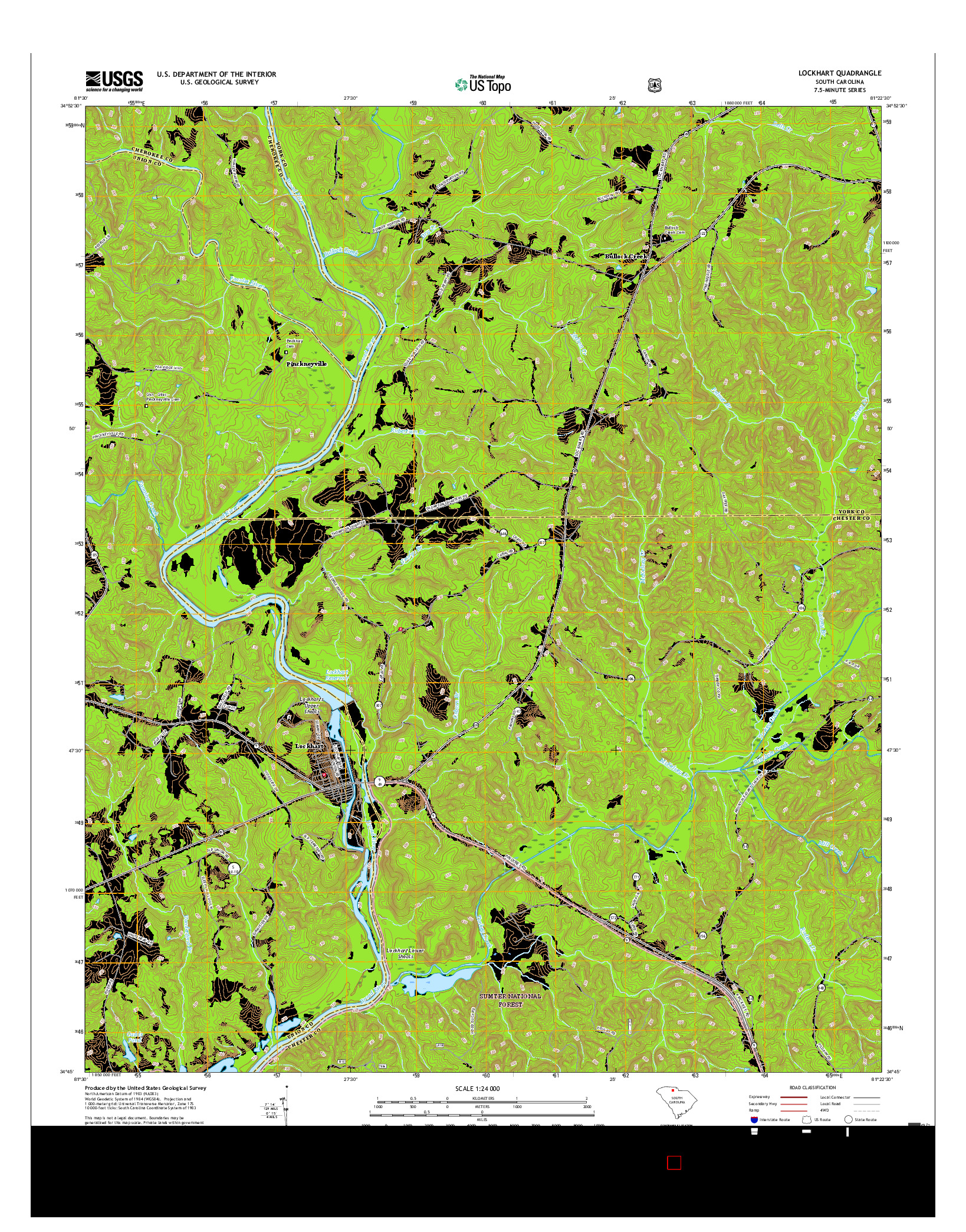 USGS US TOPO 7.5-MINUTE MAP FOR LOCKHART, SC 2017