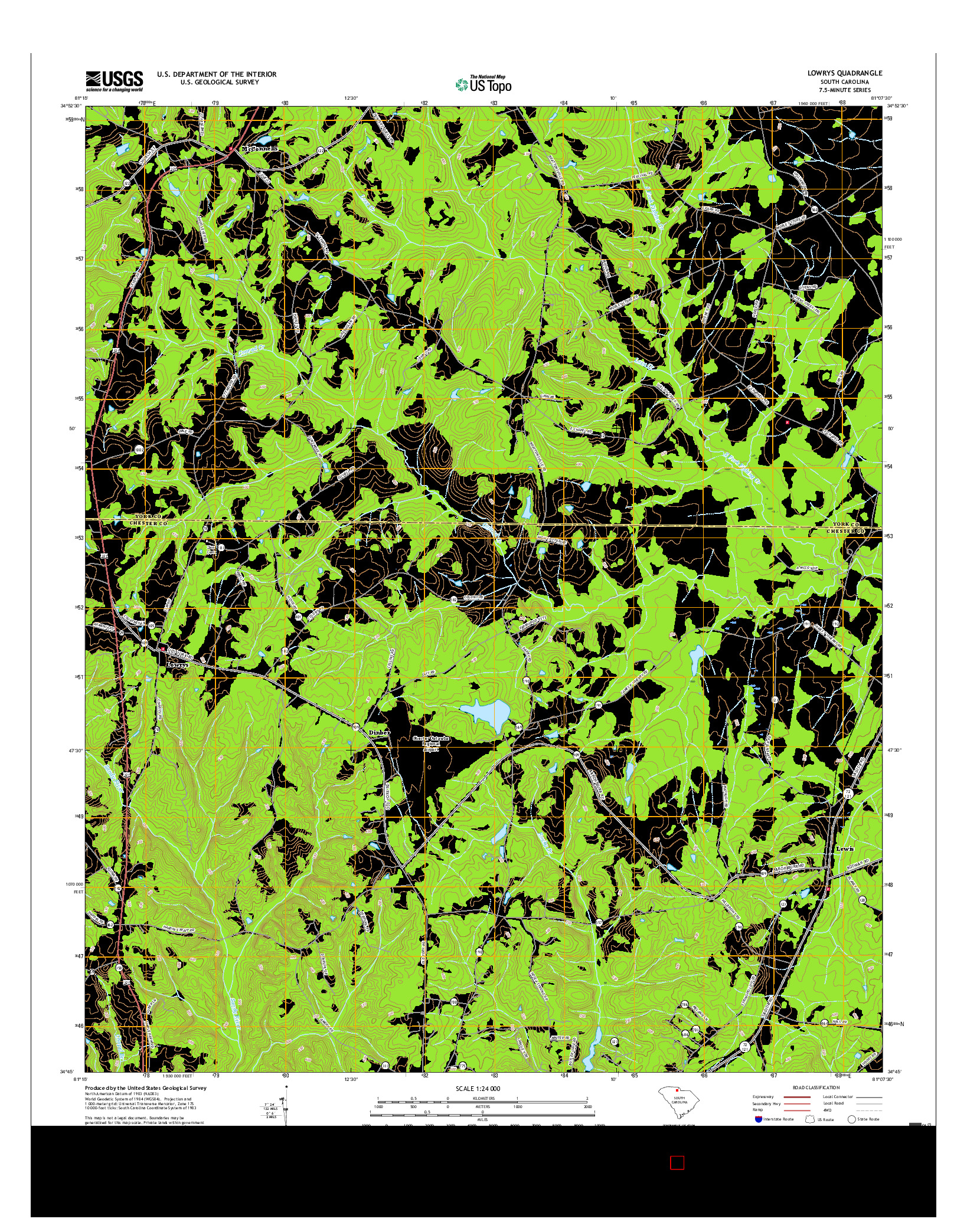 USGS US TOPO 7.5-MINUTE MAP FOR LOWRYS, SC 2017