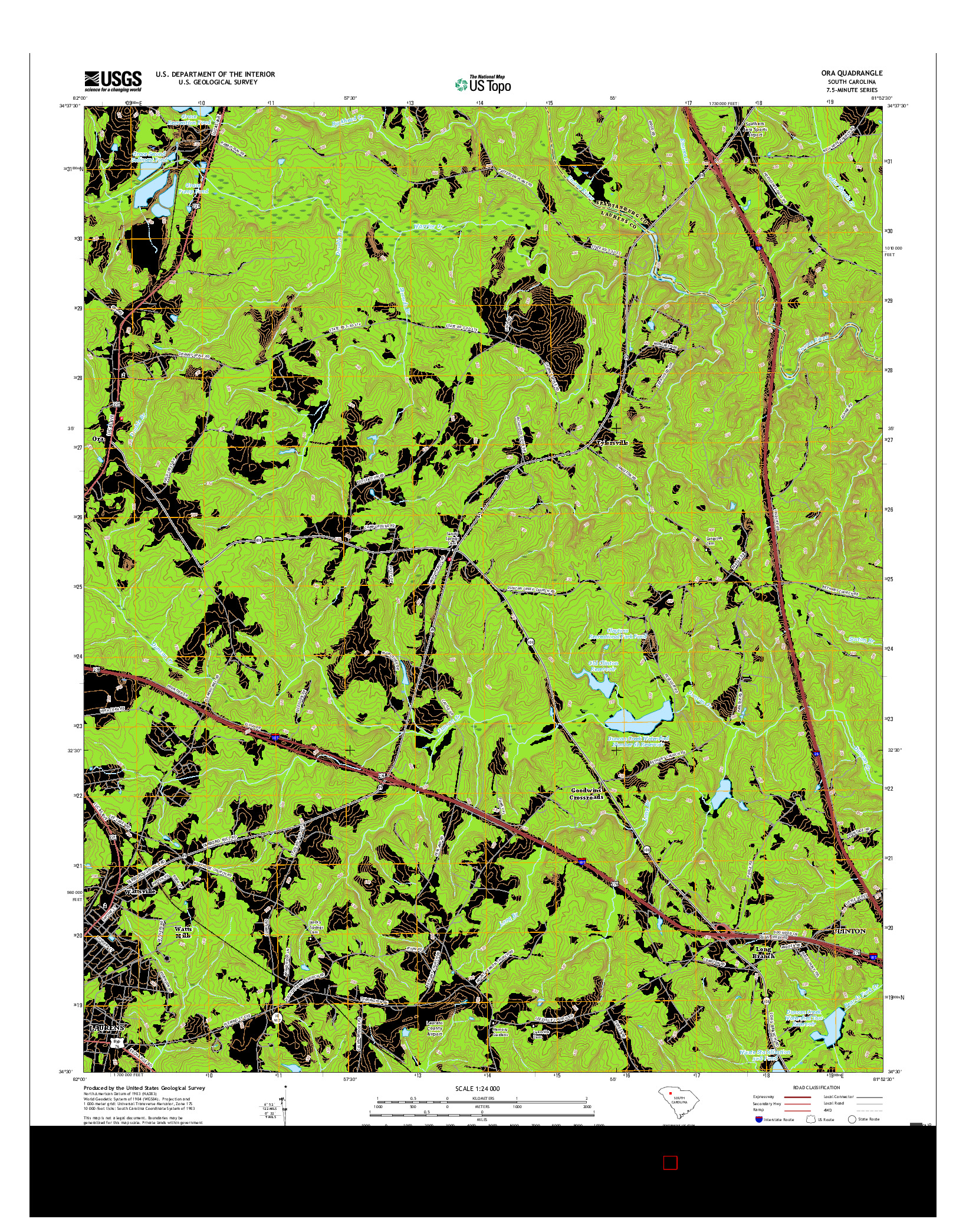 USGS US TOPO 7.5-MINUTE MAP FOR ORA, SC 2017