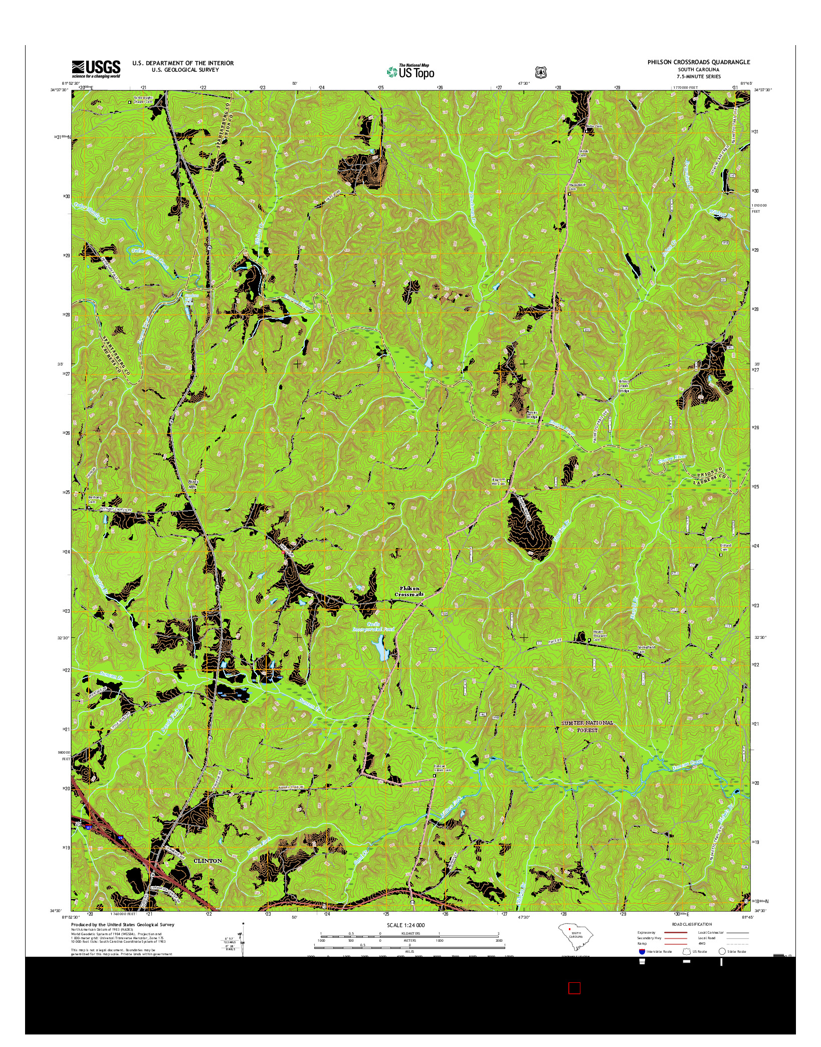 USGS US TOPO 7.5-MINUTE MAP FOR PHILSON CROSSROADS, SC 2017