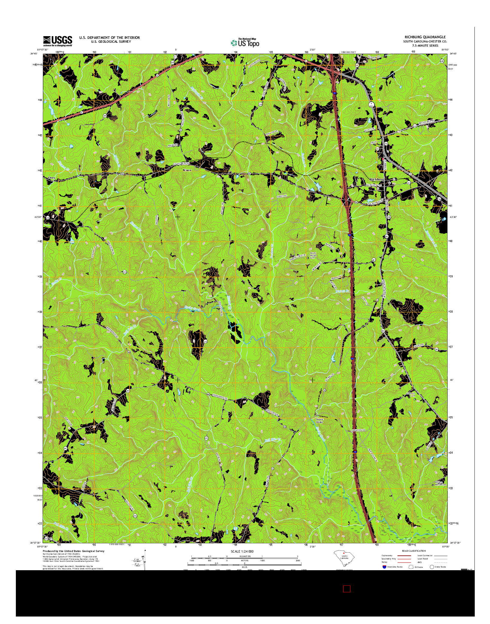 USGS US TOPO 7.5-MINUTE MAP FOR RICHBURG, SC 2017